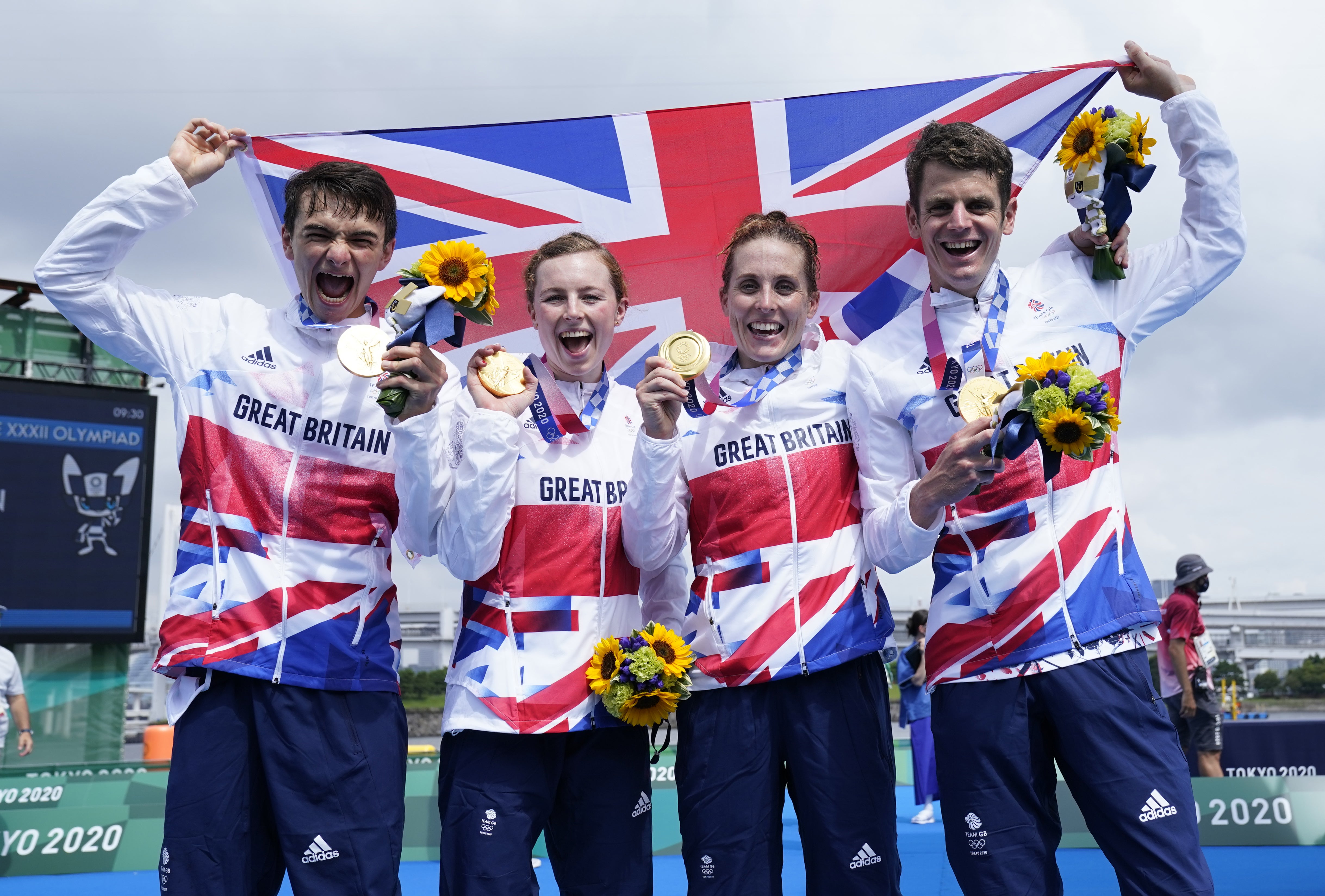 Alex Yee, Georgia Taylor-Brown Jess Learmonth and Jonny Brownlee took gold (Danny Lawson/PA)