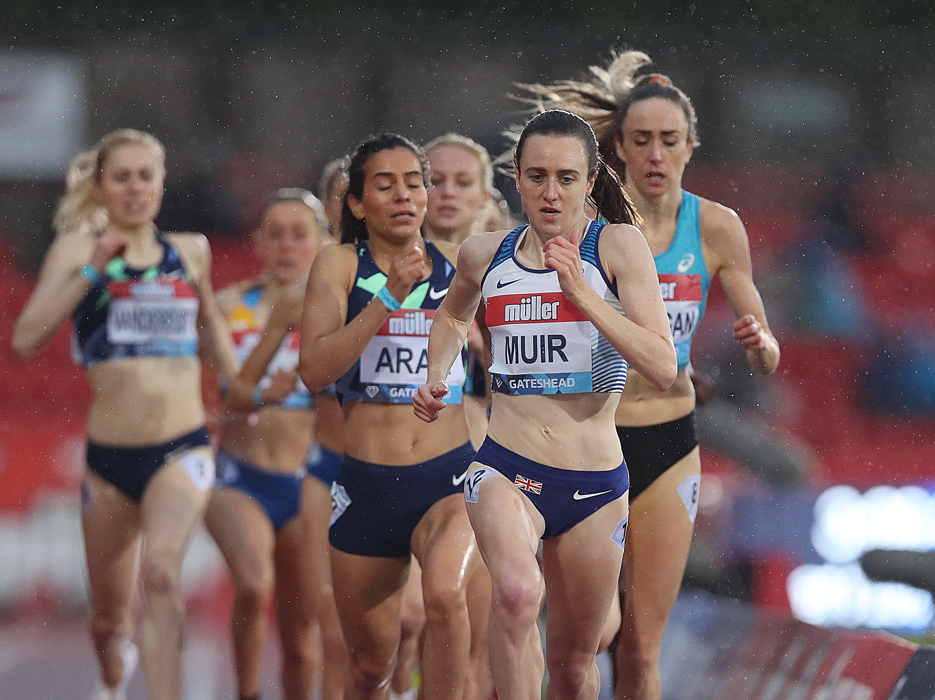 Laura Muir leads the 1500m field in Gateshead this May