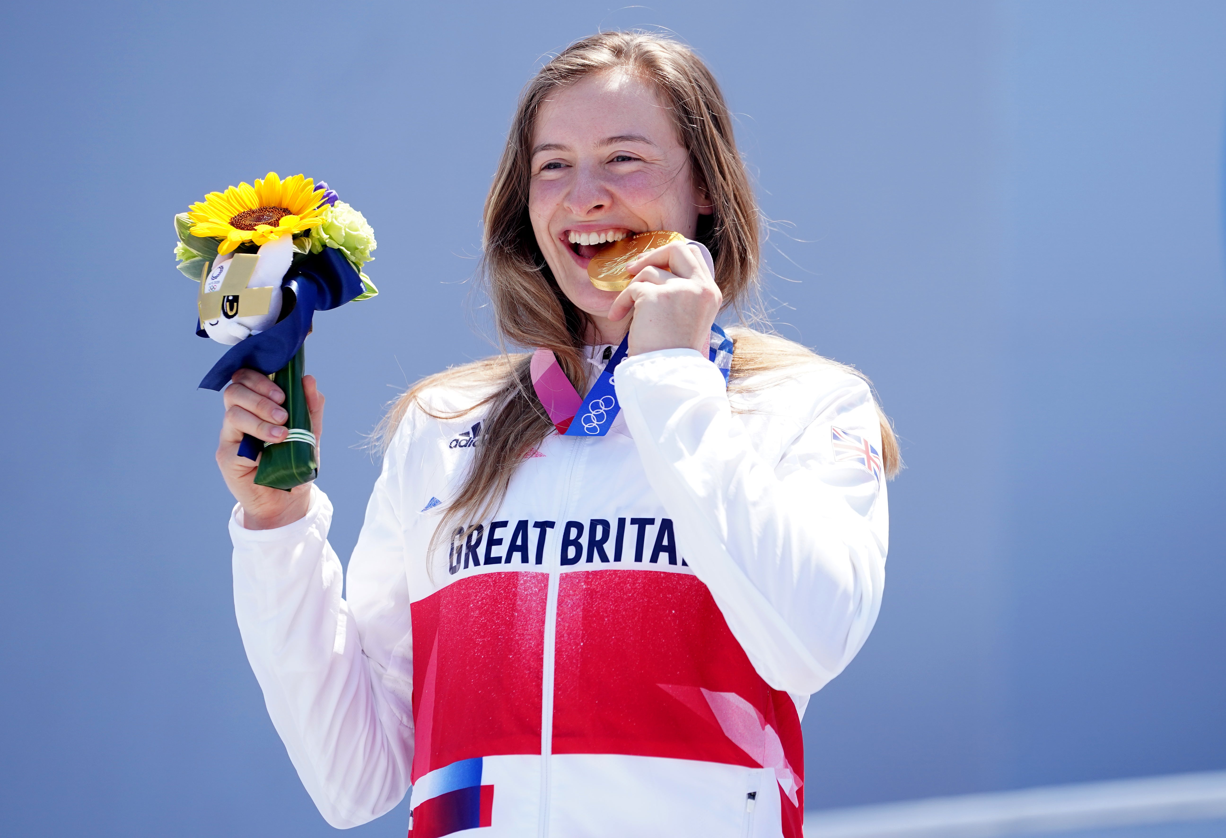 Great Britain’s Charlotte Worthington with her gold medal following victory in the women’s BMX freestyle final (Mike Egerton/PA Images).