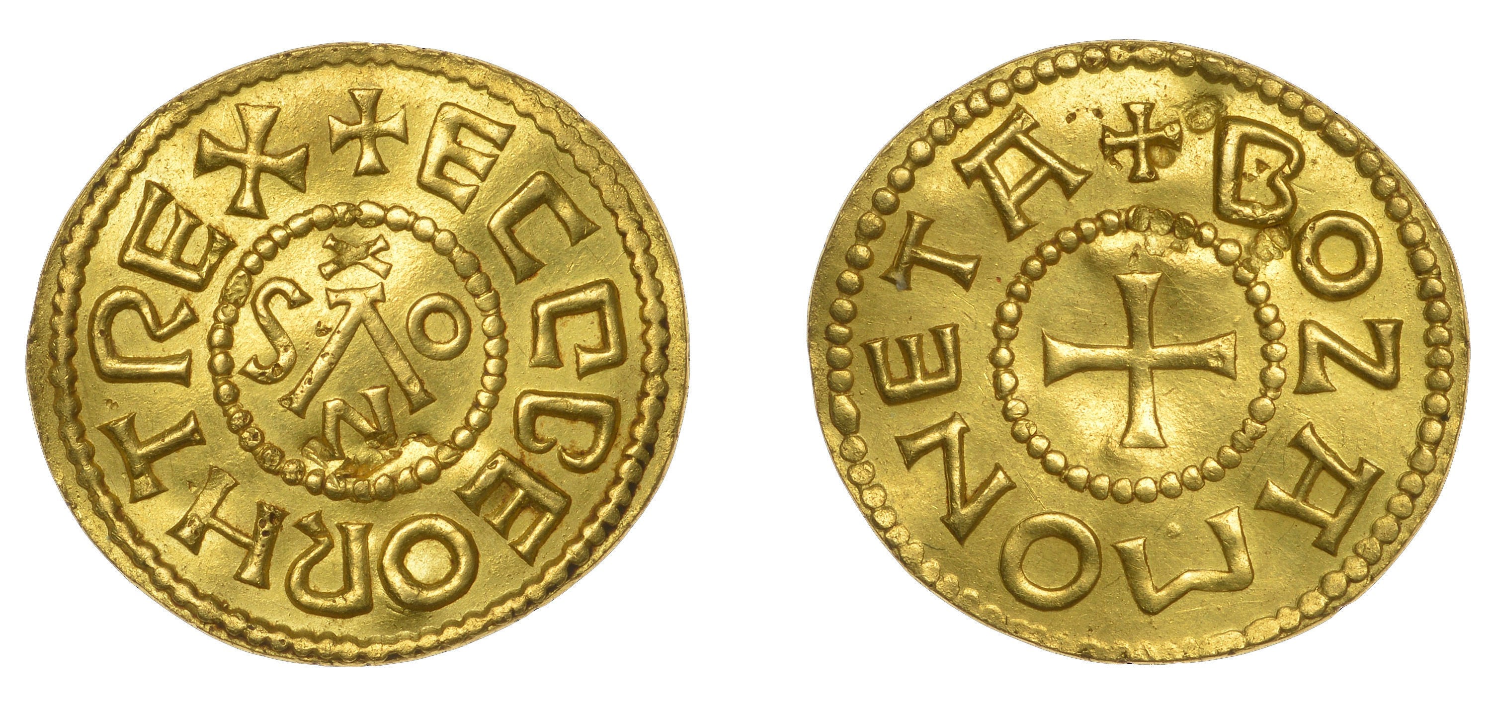 The Gold Penny, or Mancus of 30 Pence, was struck during the time of Ecgberht, King of the West Saxons between 802 and 839