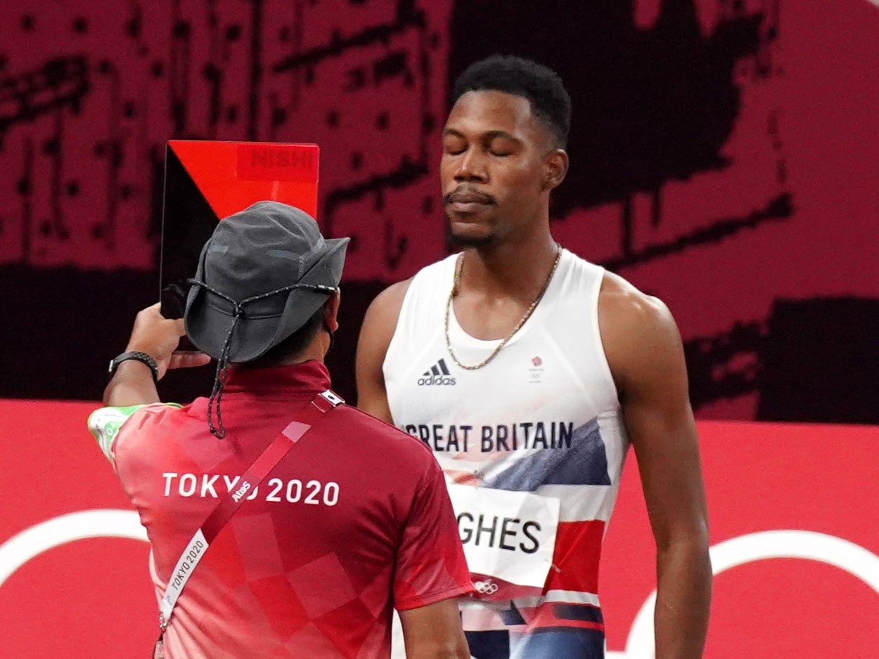 Zharnel Hughes was disqualified from the men’s Olympic 100 metres final (Martin Rickett/PA)