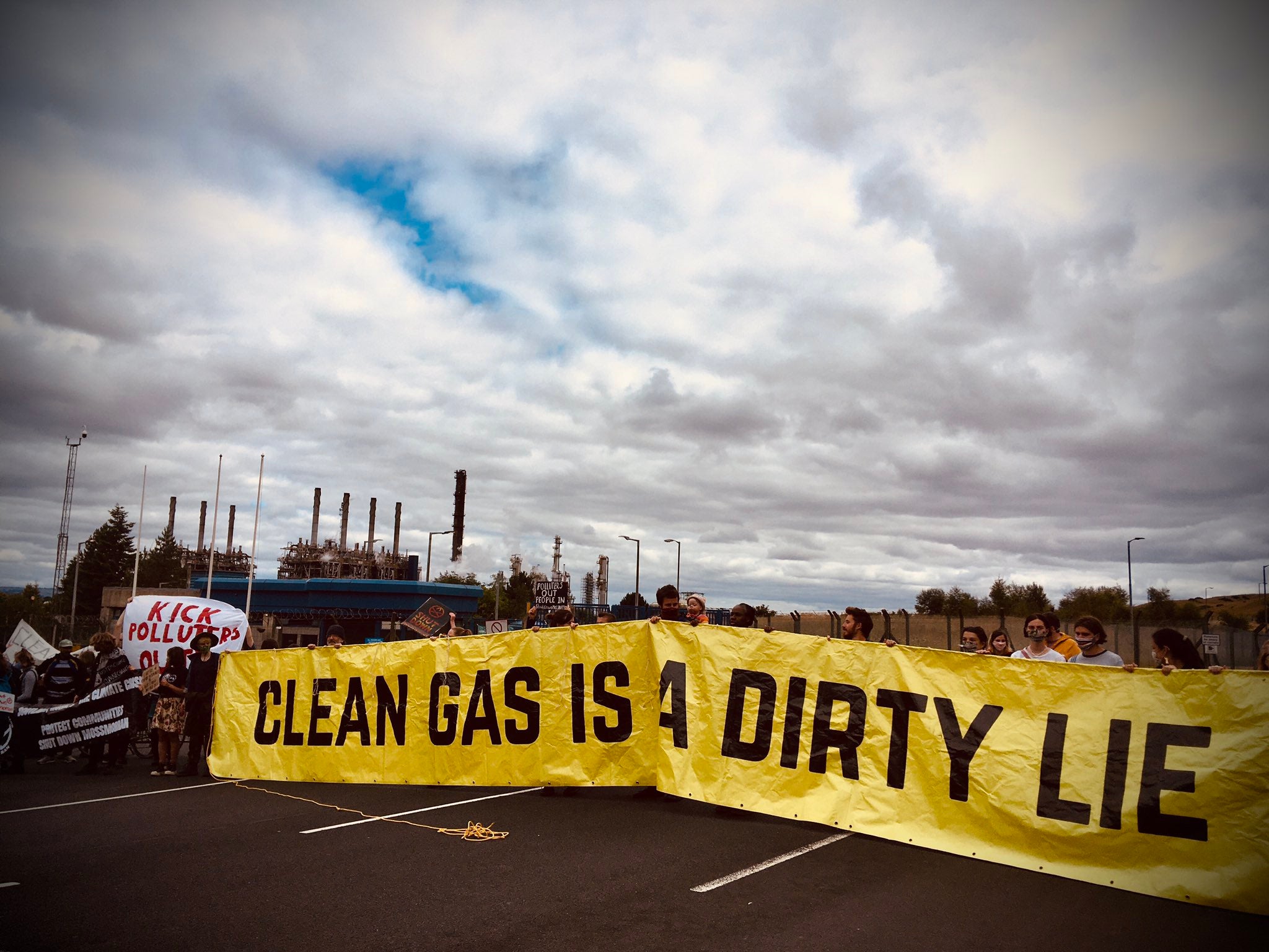 Protesters at the Mosmorran chemical plant in west Fife