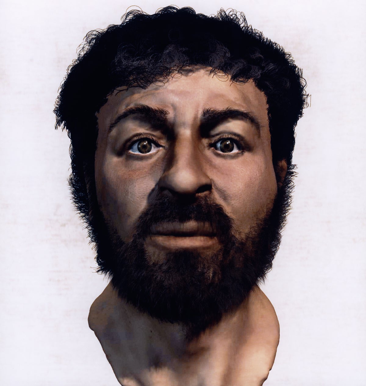 This computer-generated image of Jesus Christ was devised by Richard Neave, a specialist in facial reconstruction