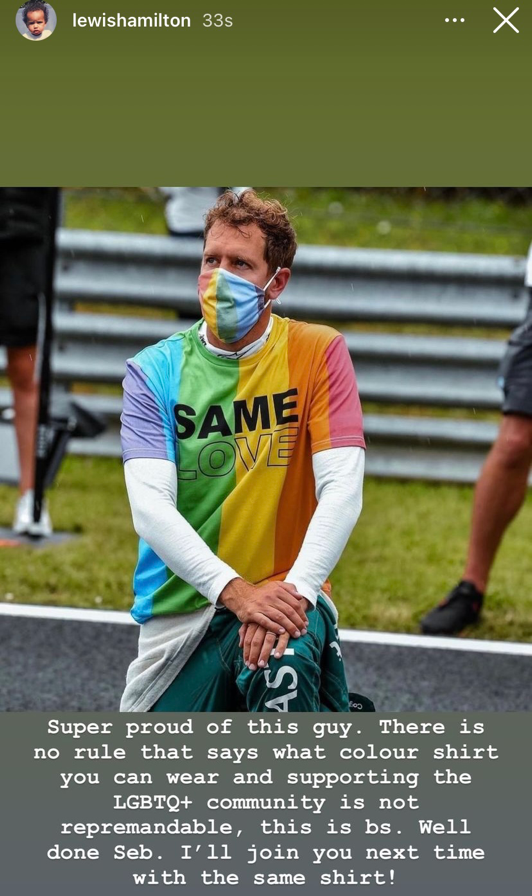 Lewis Hamilton posted a message in support of Sebastian Vettel (Instagram/Lewis Hamilton)