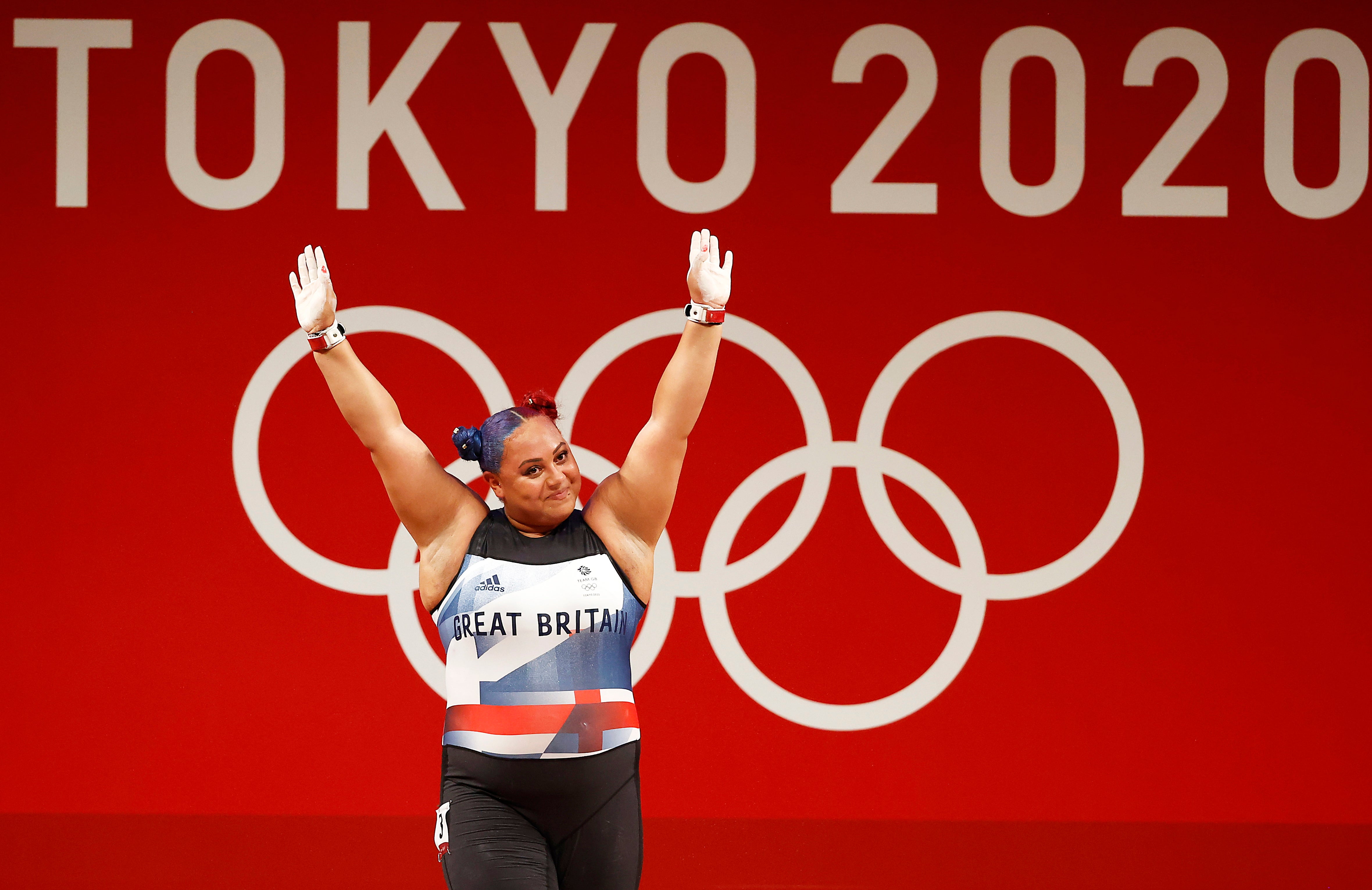 Emily Campbell celebrates her triumph