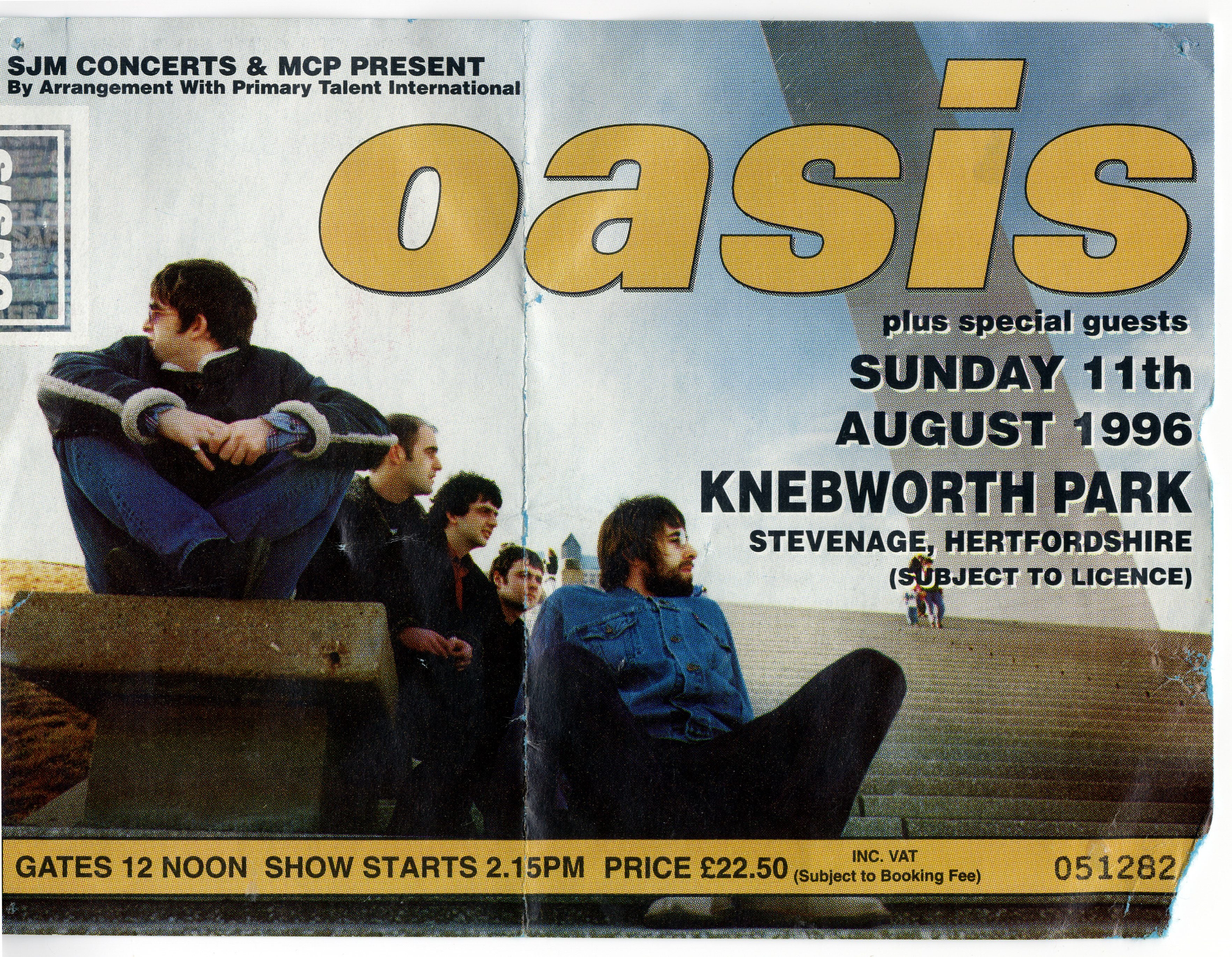 A poster advertising the Oasis gig at Knebworth Park