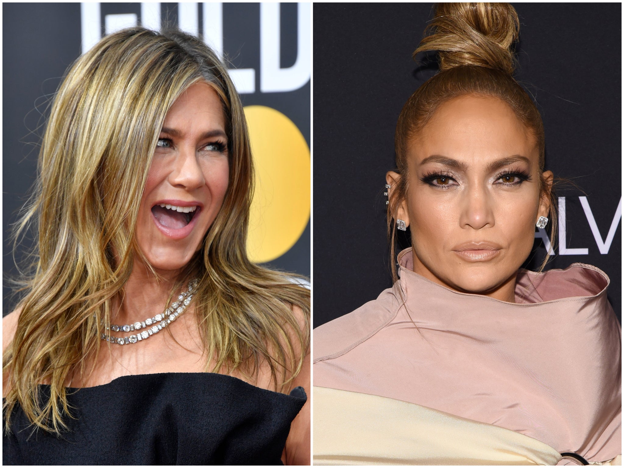 Jennifer Aniston and Jennifer Lopez strike very different red carpet poses