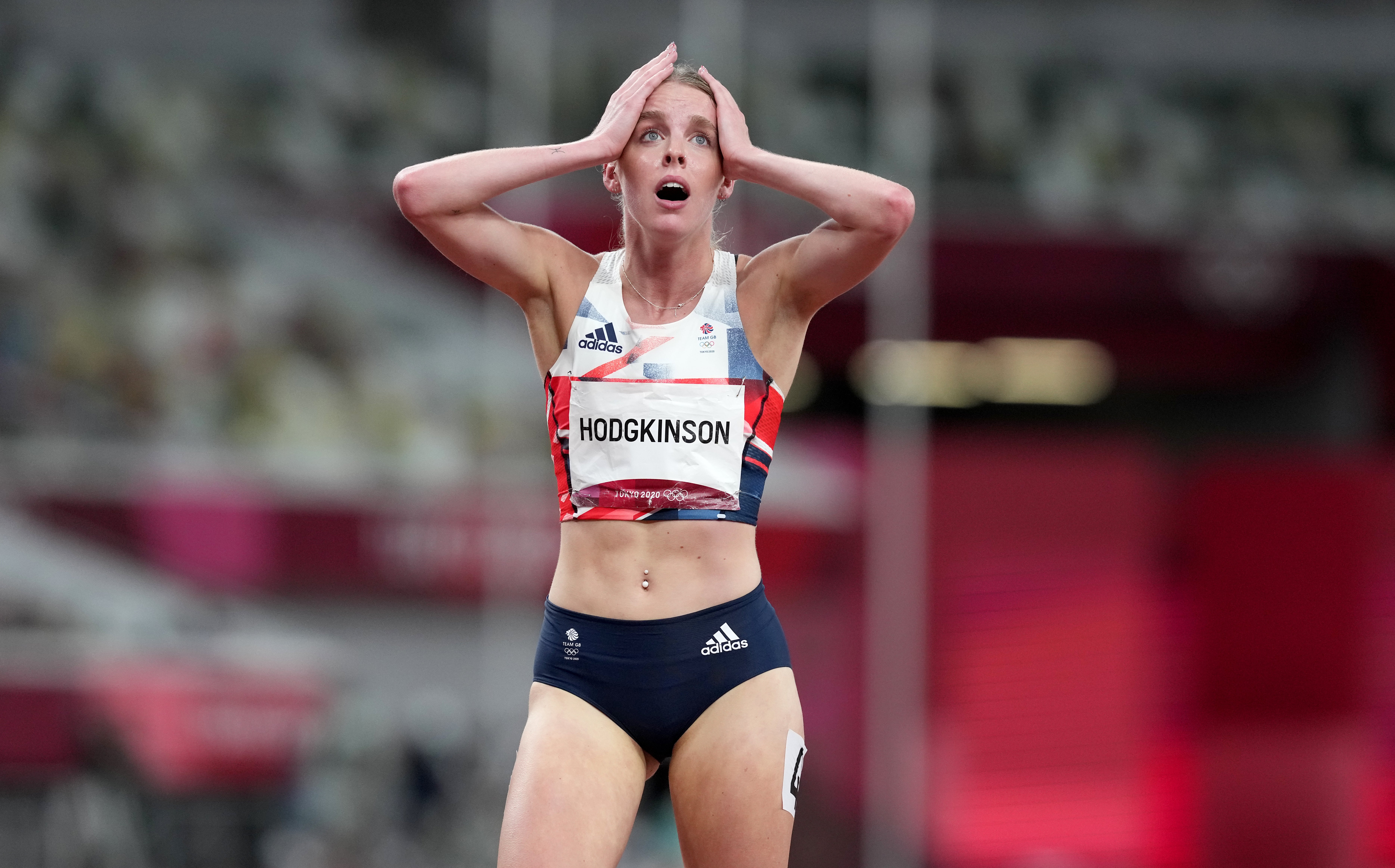 Keely Hodgkinson reacts after the 800m final (Martin Rickett/PA)