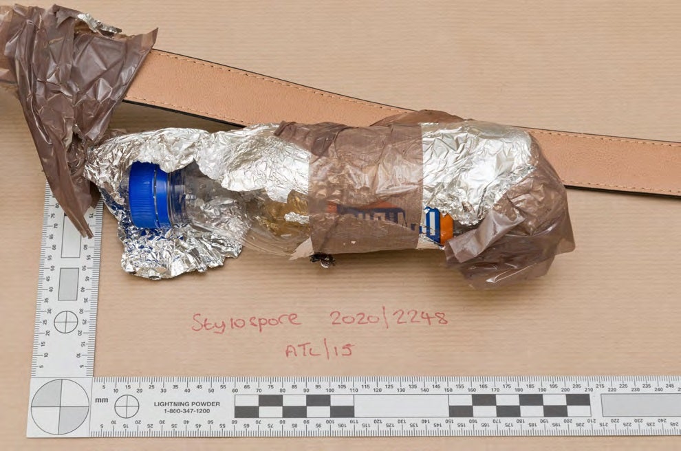 Part of the fake IED made by Sudesh Amman and worn during the Streatham attack