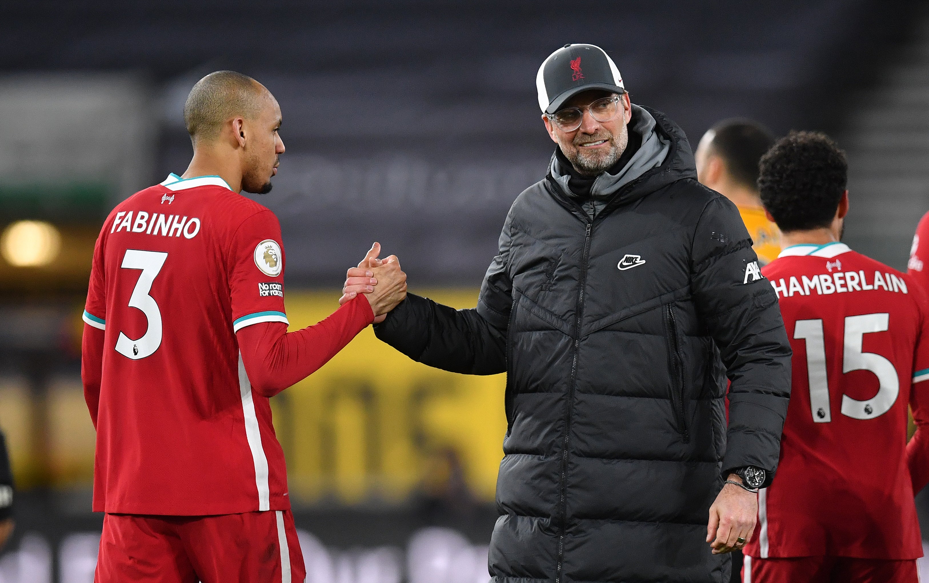 Fabinho, left, has been key to Jurgen Klopp’s plans (Paul Ellis/PA)