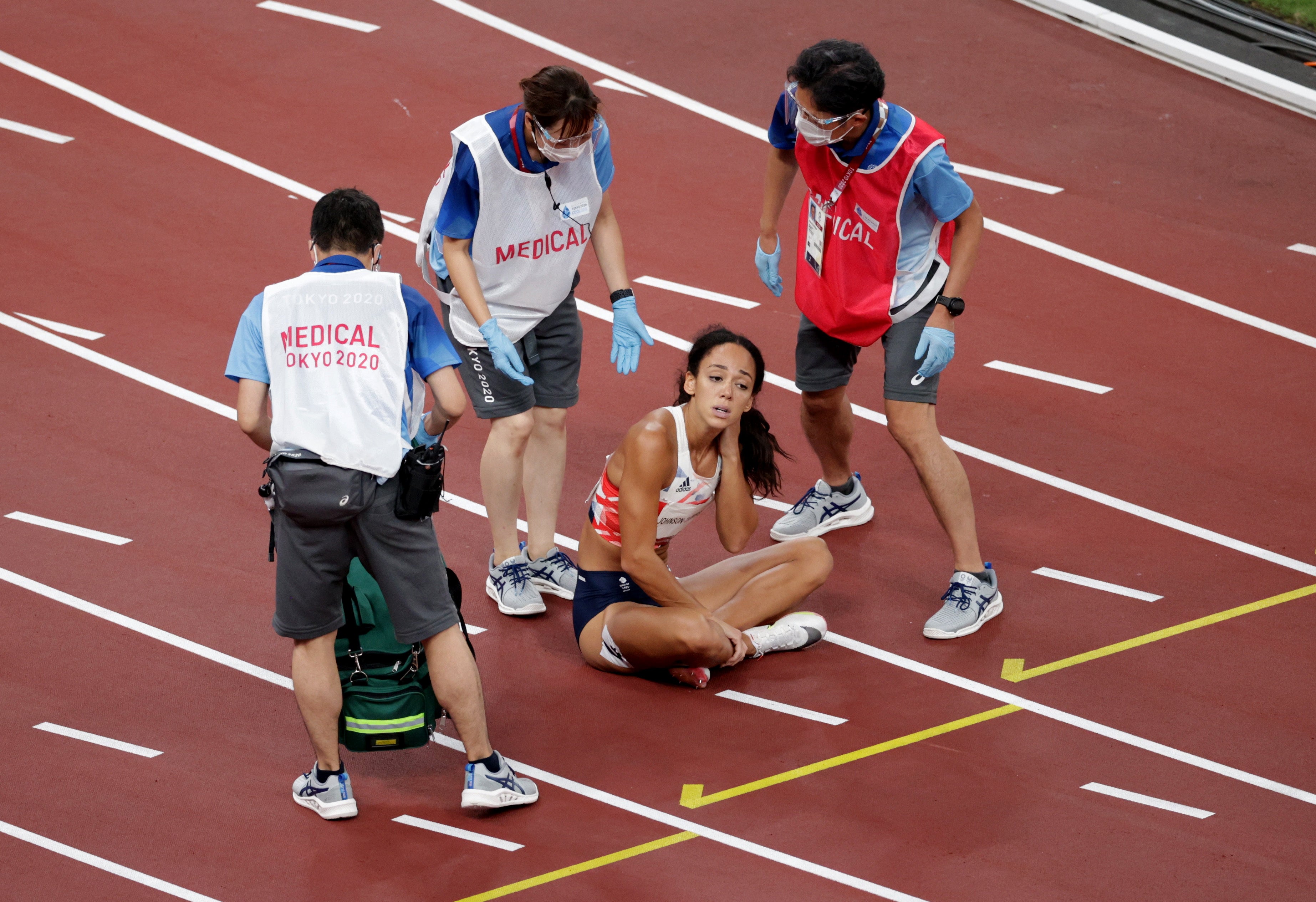 Johnson-Thompson injured her calf in the 200m