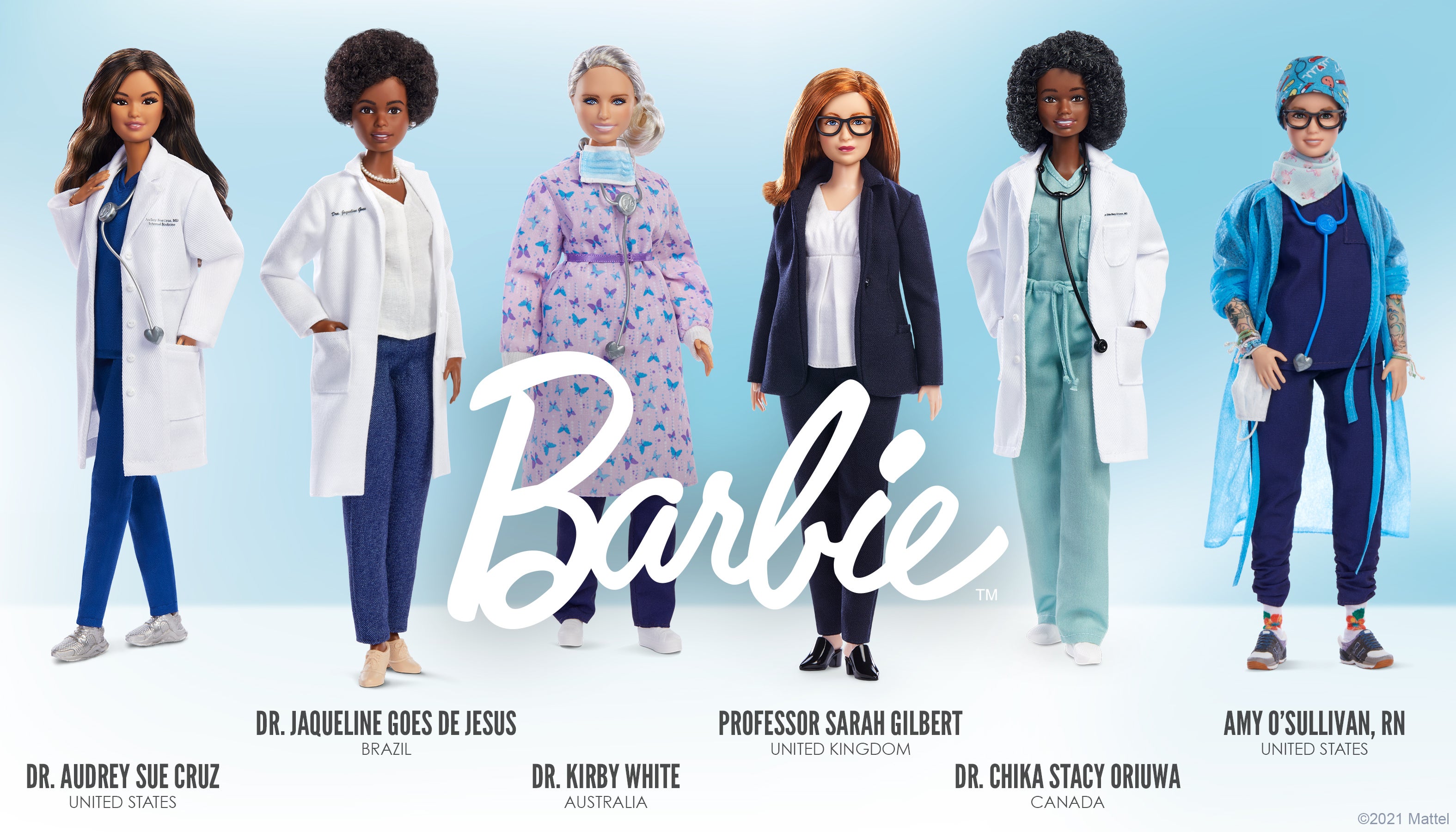 ‘Barbie recognizes that all frontline workers have made tremendous sacrifices when confronting the pandemic and the challenges it heightened,’ says Mattel of its new collection of Barbie dolls