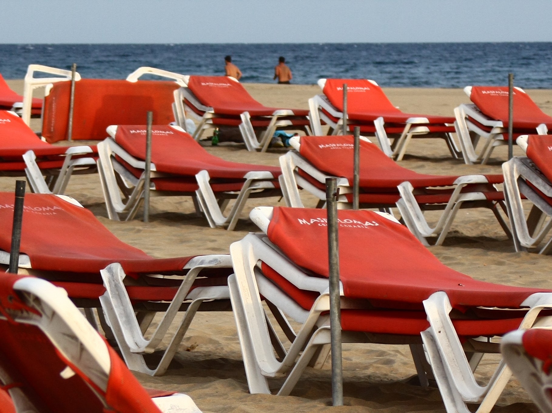 Beach life: sunbeds at Maspalomas on the island of Gran Canaria