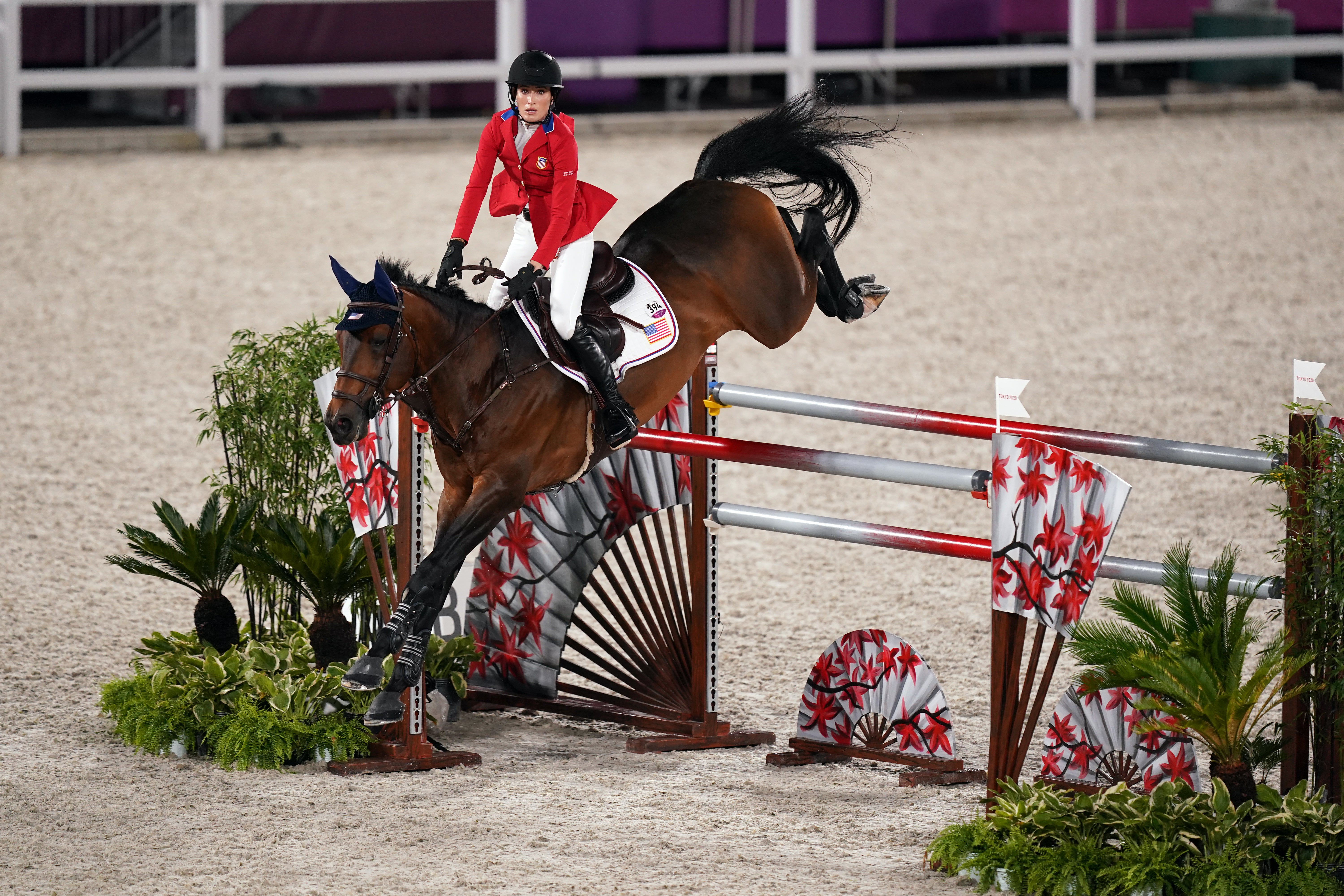 Jessica Springsteen in action at Tokyo Equestrian Park at the 2021 Olympics. She was denied in her bid to compete in the 2024 Olympics