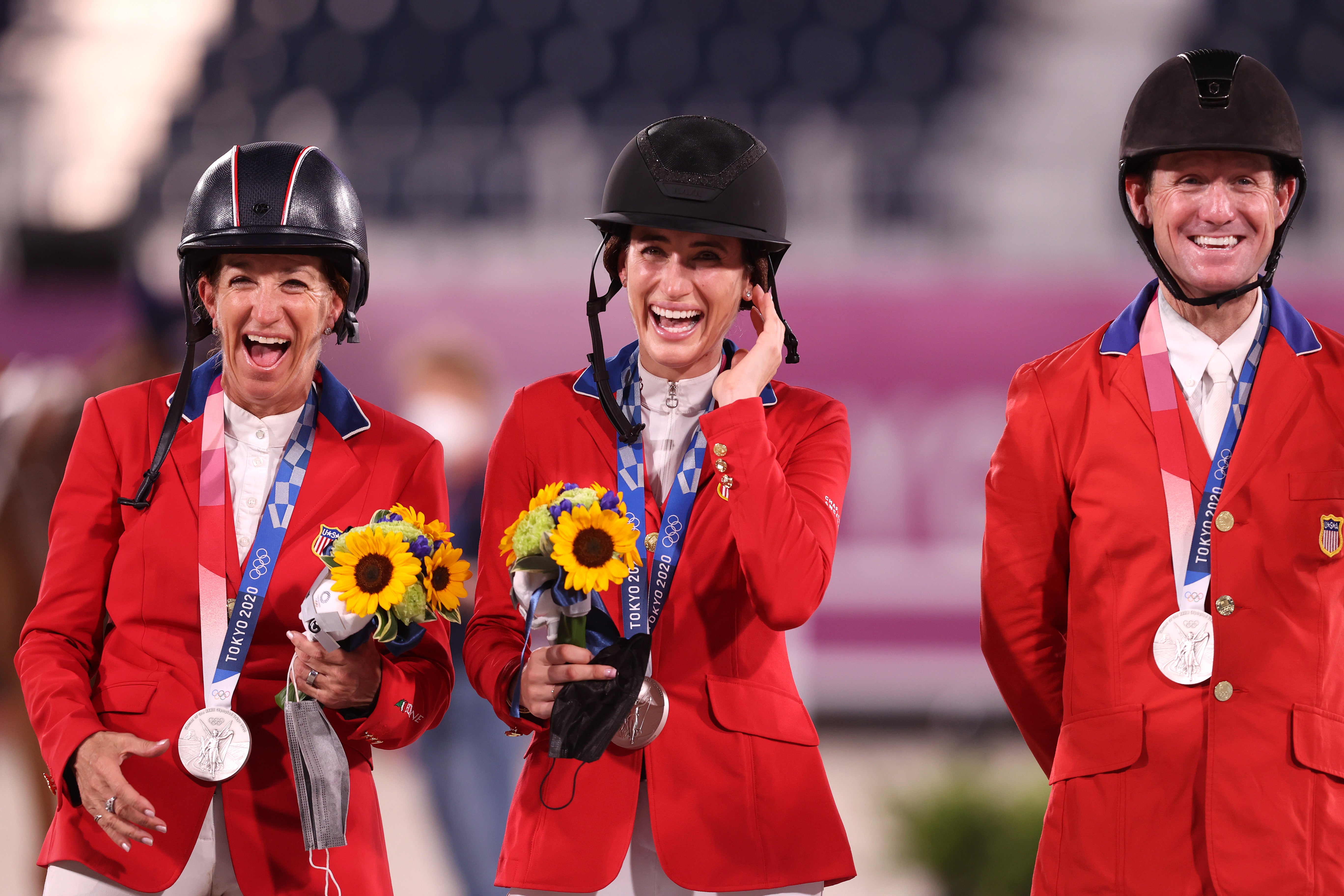 Laura Kraut, Jessica Springsteen and McLain Ward (L-R)