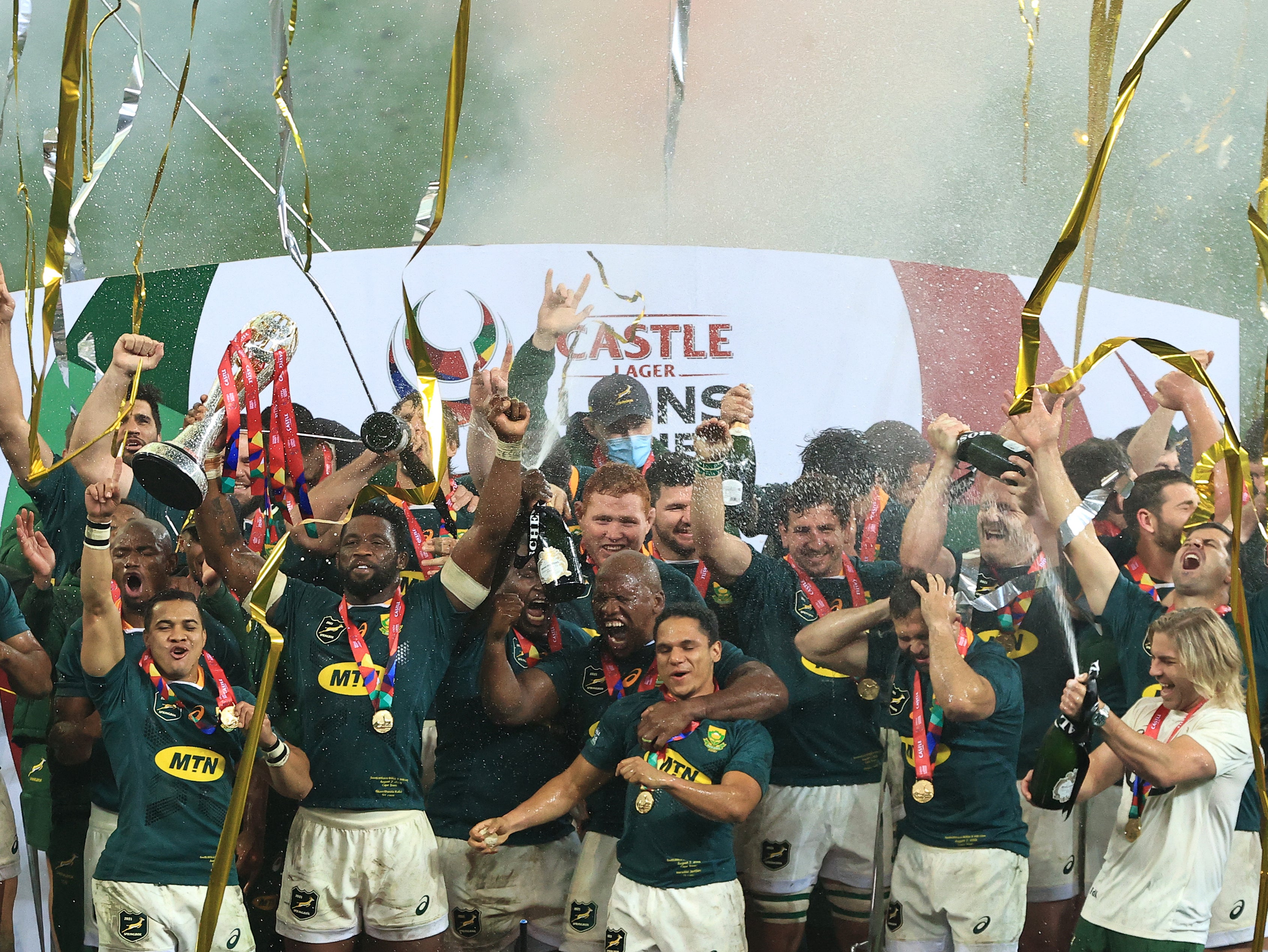 Springboks celebrate in Cape Town