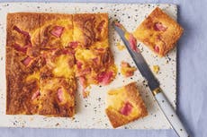 ‘An iconic flavour combination’: Rhubarb and custard blondies by Jane Dunn