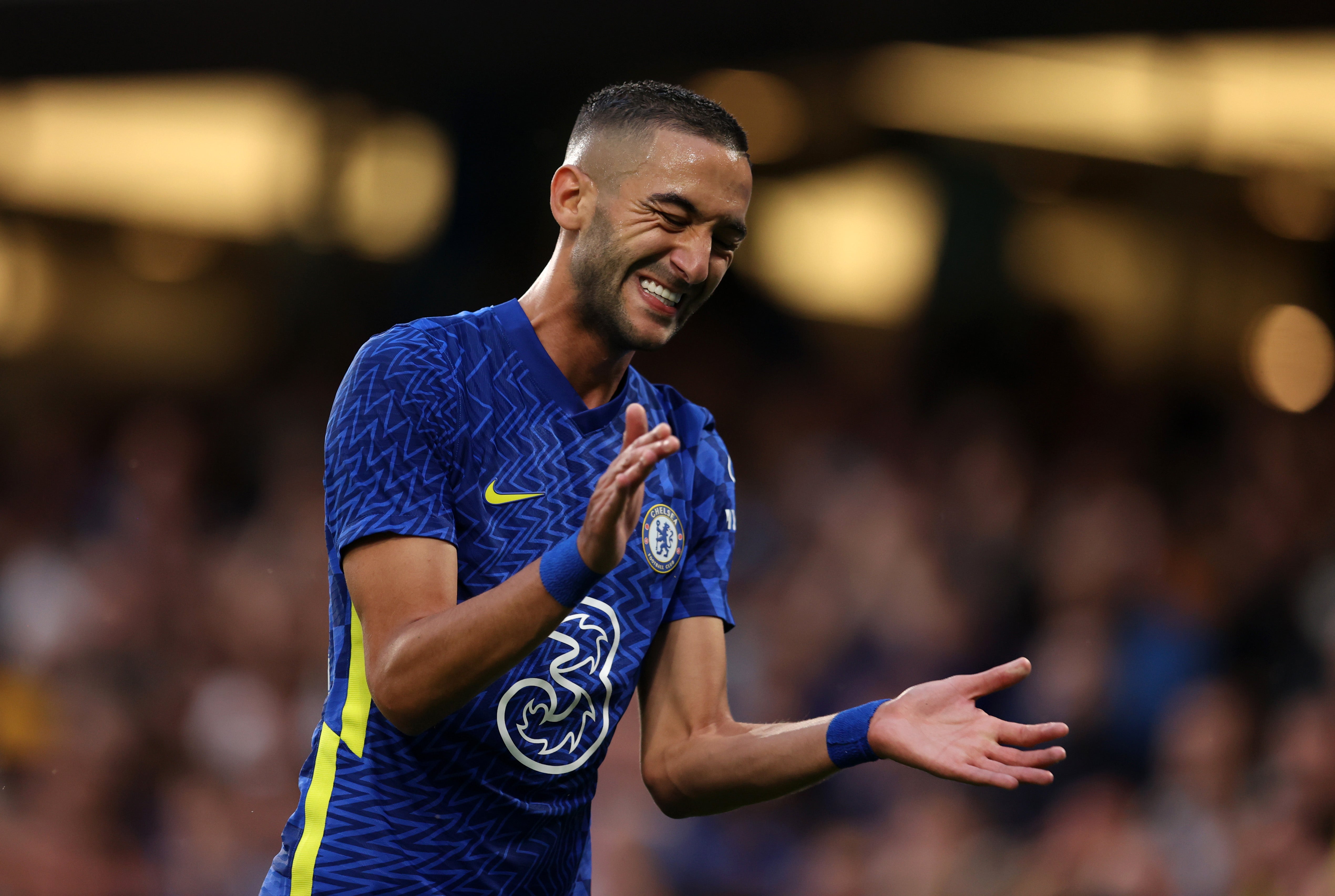 Hakim Ziyech of Chelsea reacts during the friendly against Tottenham