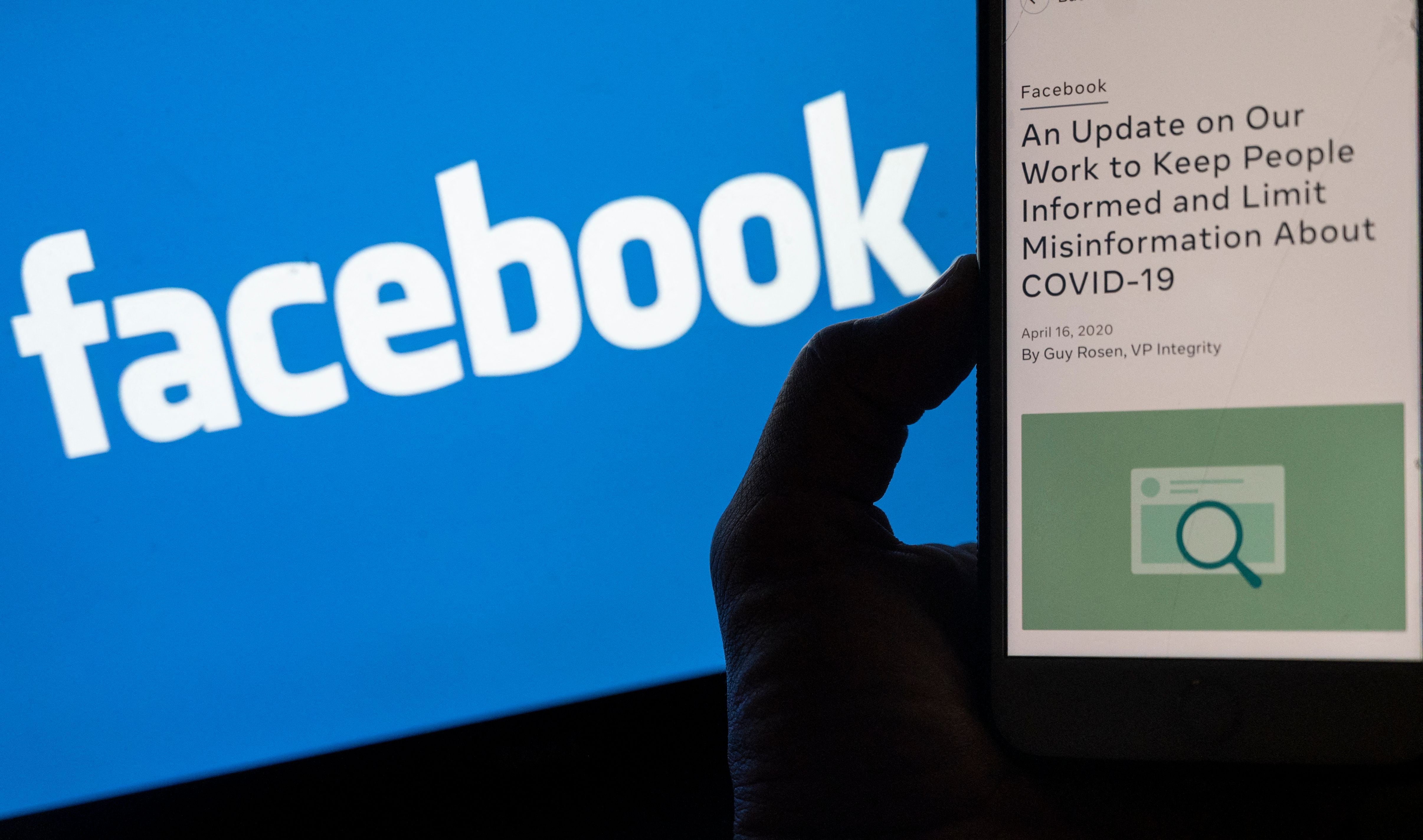 Representational: A smart phone screen displays a new Facebook policy on Covid-19 misinformation