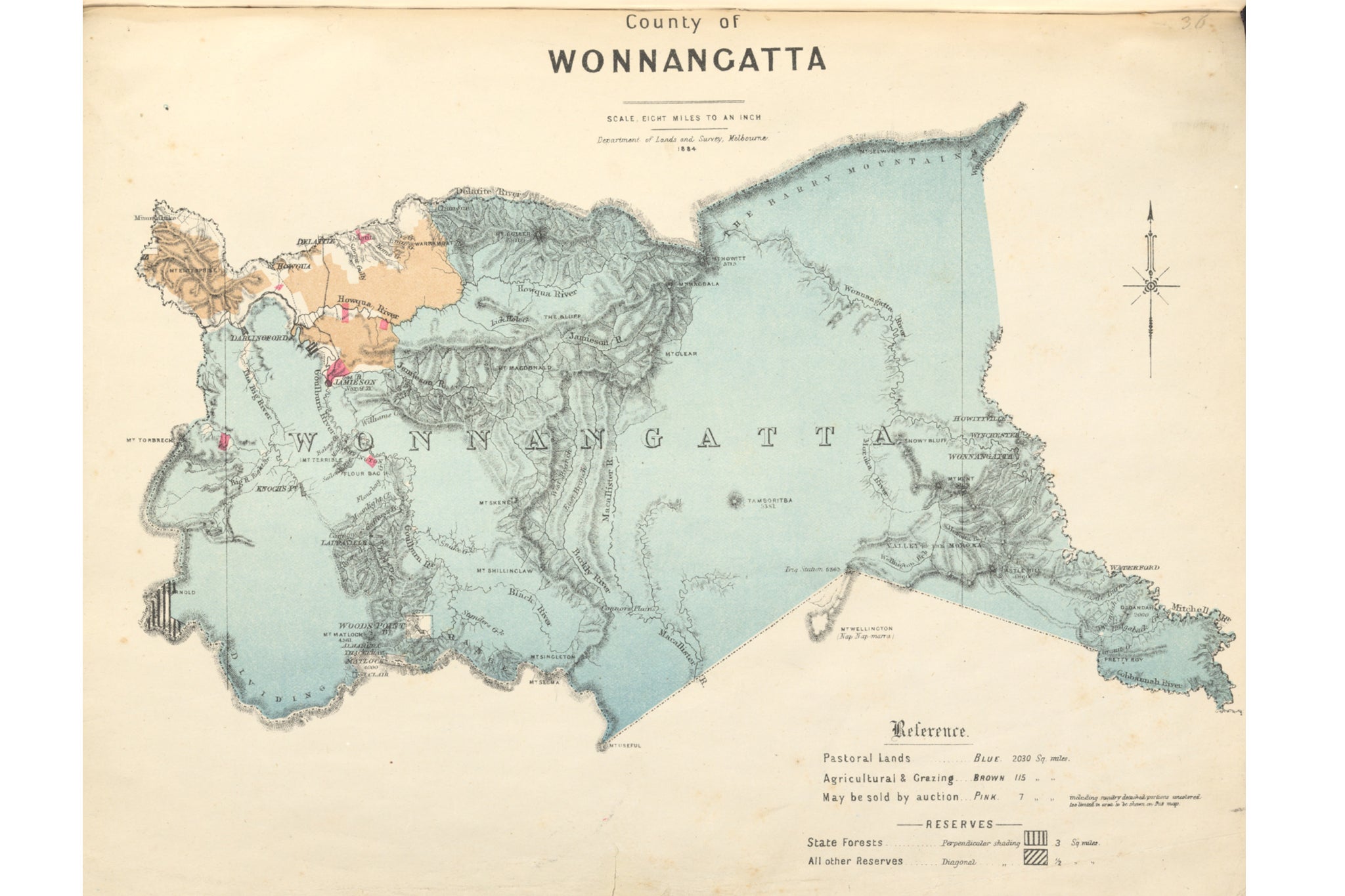 Map of Wonnangatta County from 1884, where people have gone missing