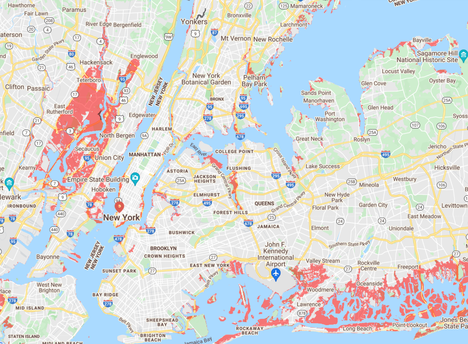 New York and the surrounding regions are at risk of climate-led flooding