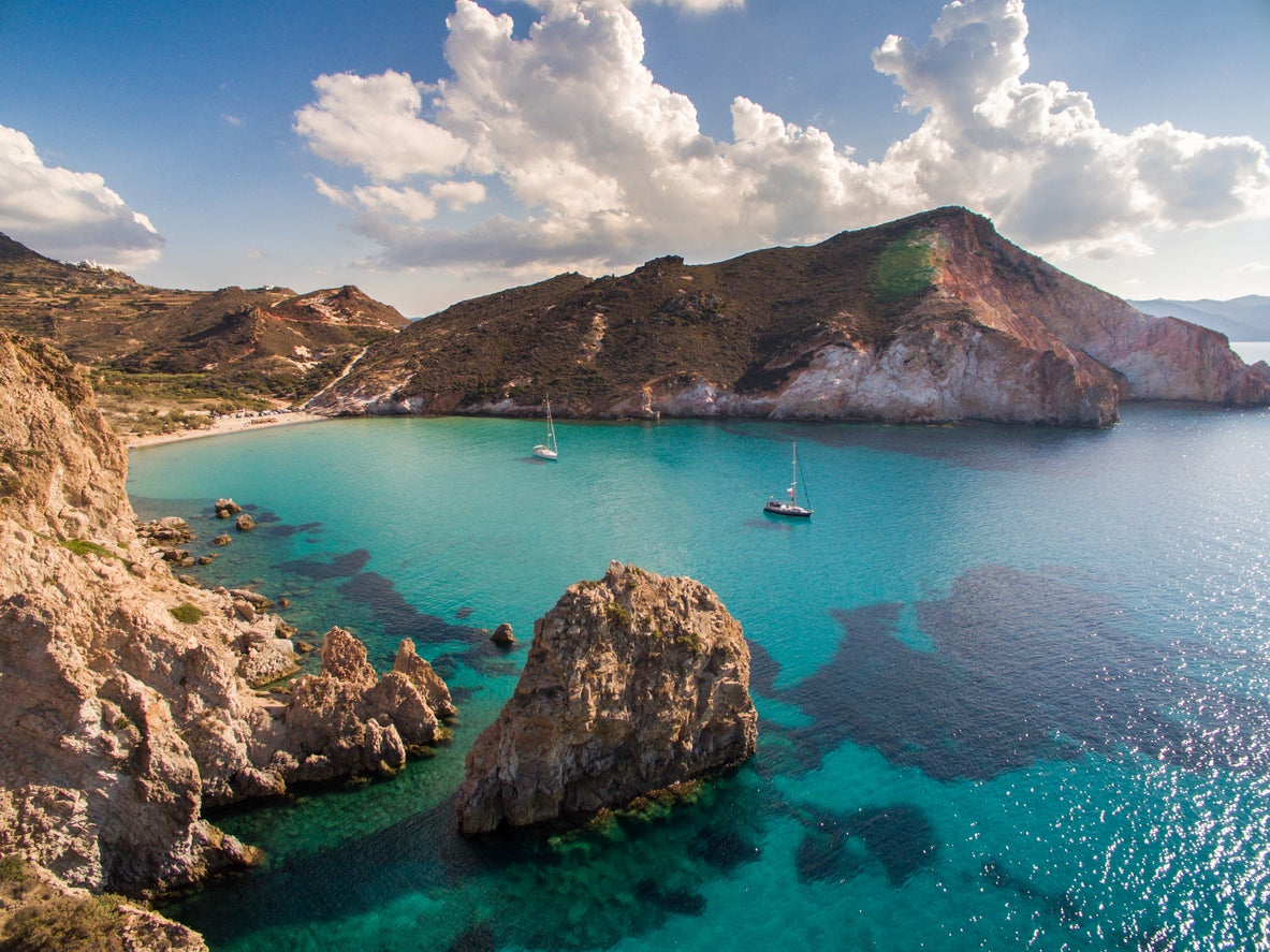 Sailboats anchored in bay at Milos island (file photo)