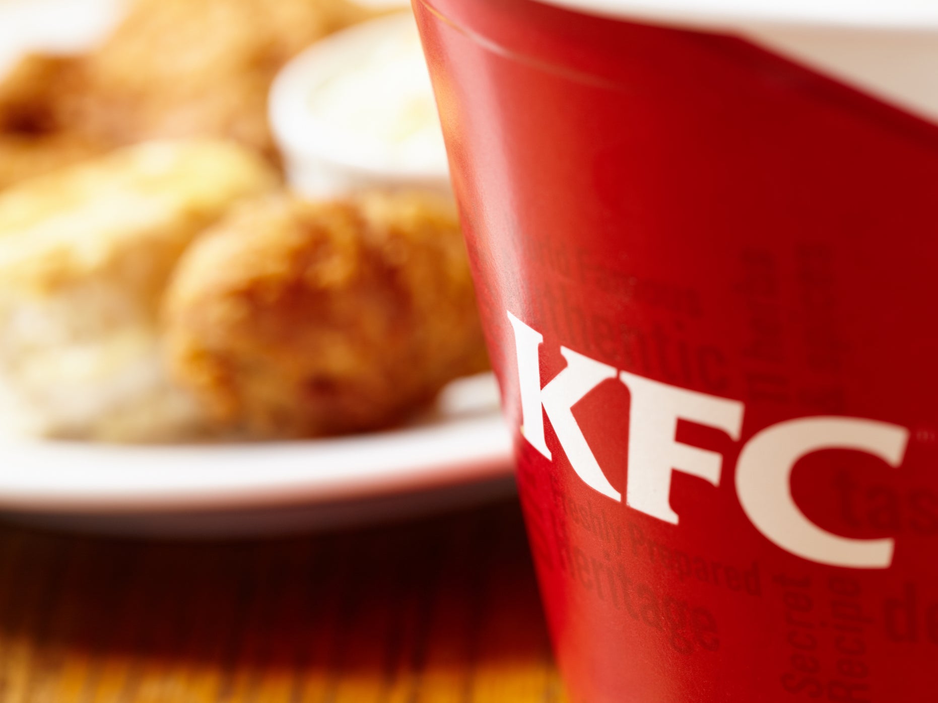 A KFC bucket and fried chicken