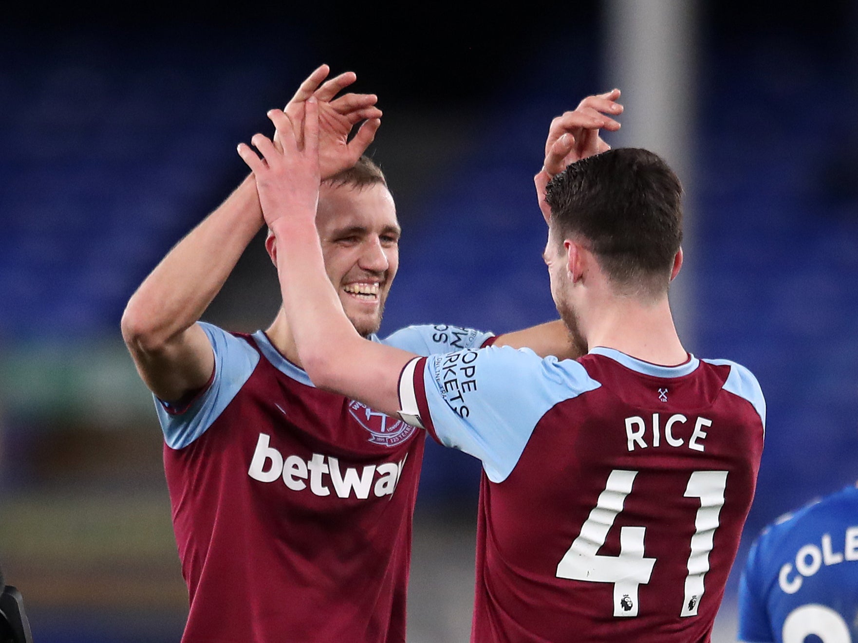 West Ham midfielders Tomas Soucek and Declan Rice