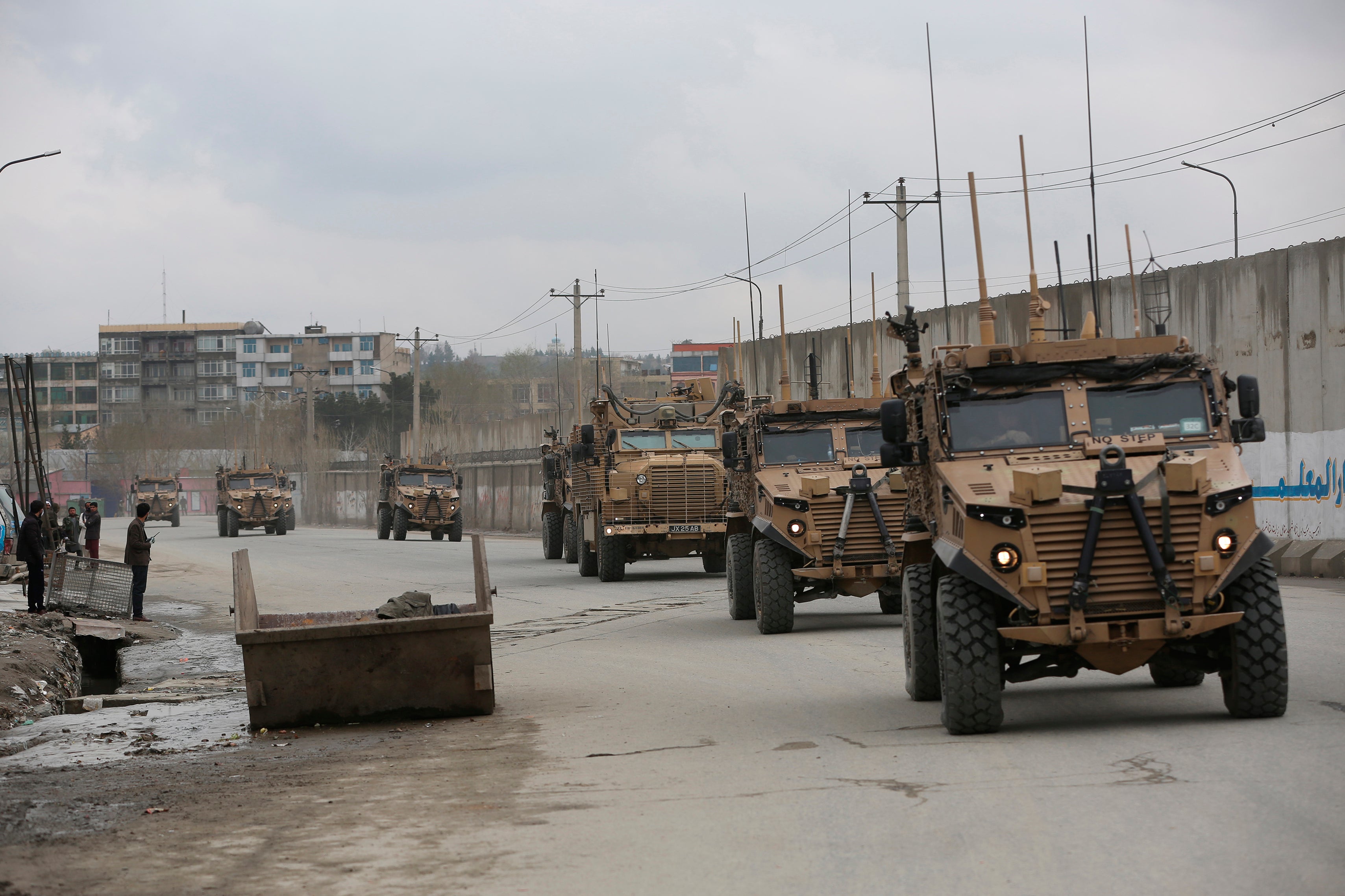 British troops with Nato-led Resolute Support Mission forces travelling in Kabul, Afghanistan