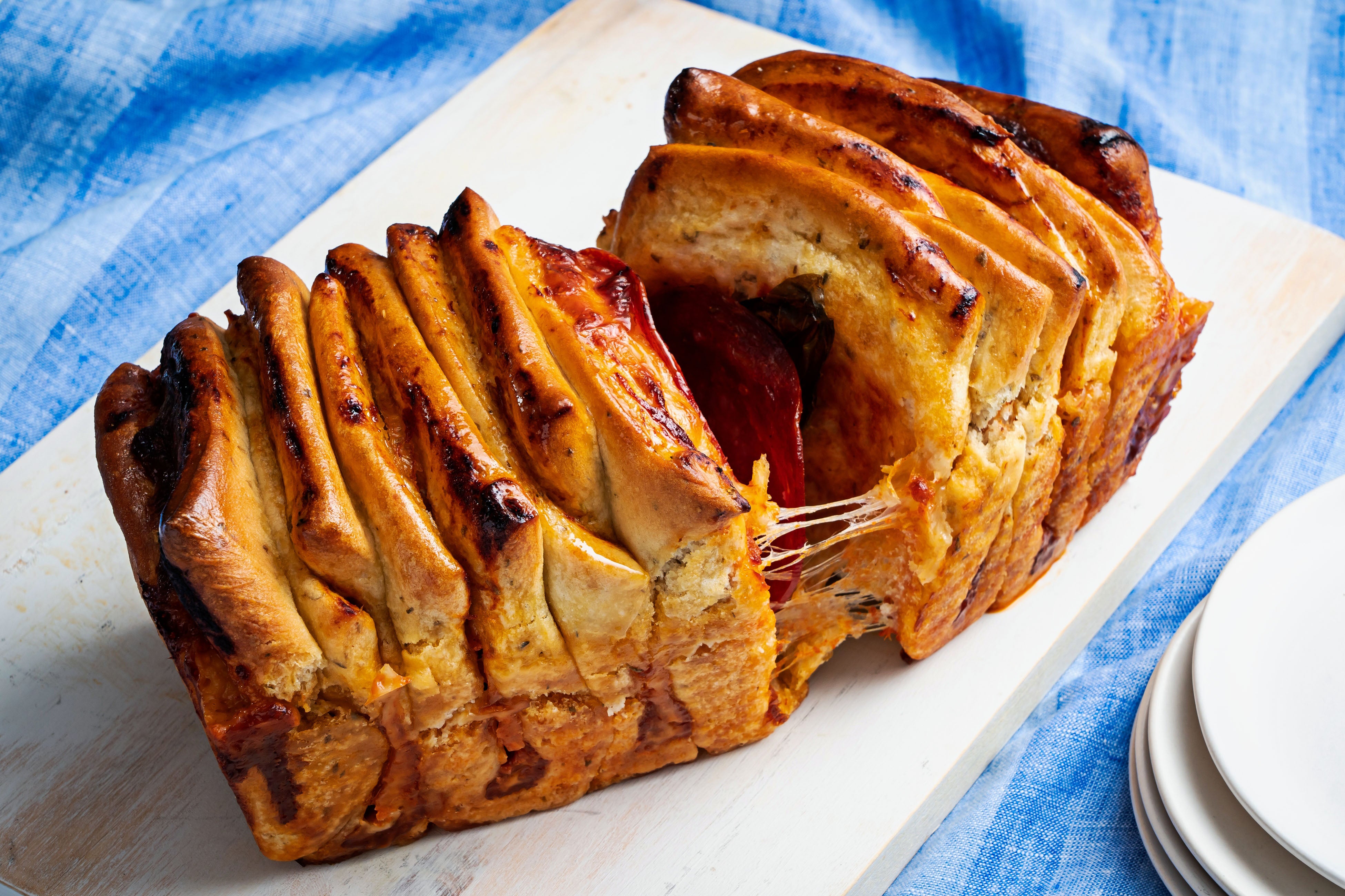 This is a crowd-pleasing, eye-catching loaf that is the most enticing blend of cheesy, salty, spicy and fluffy