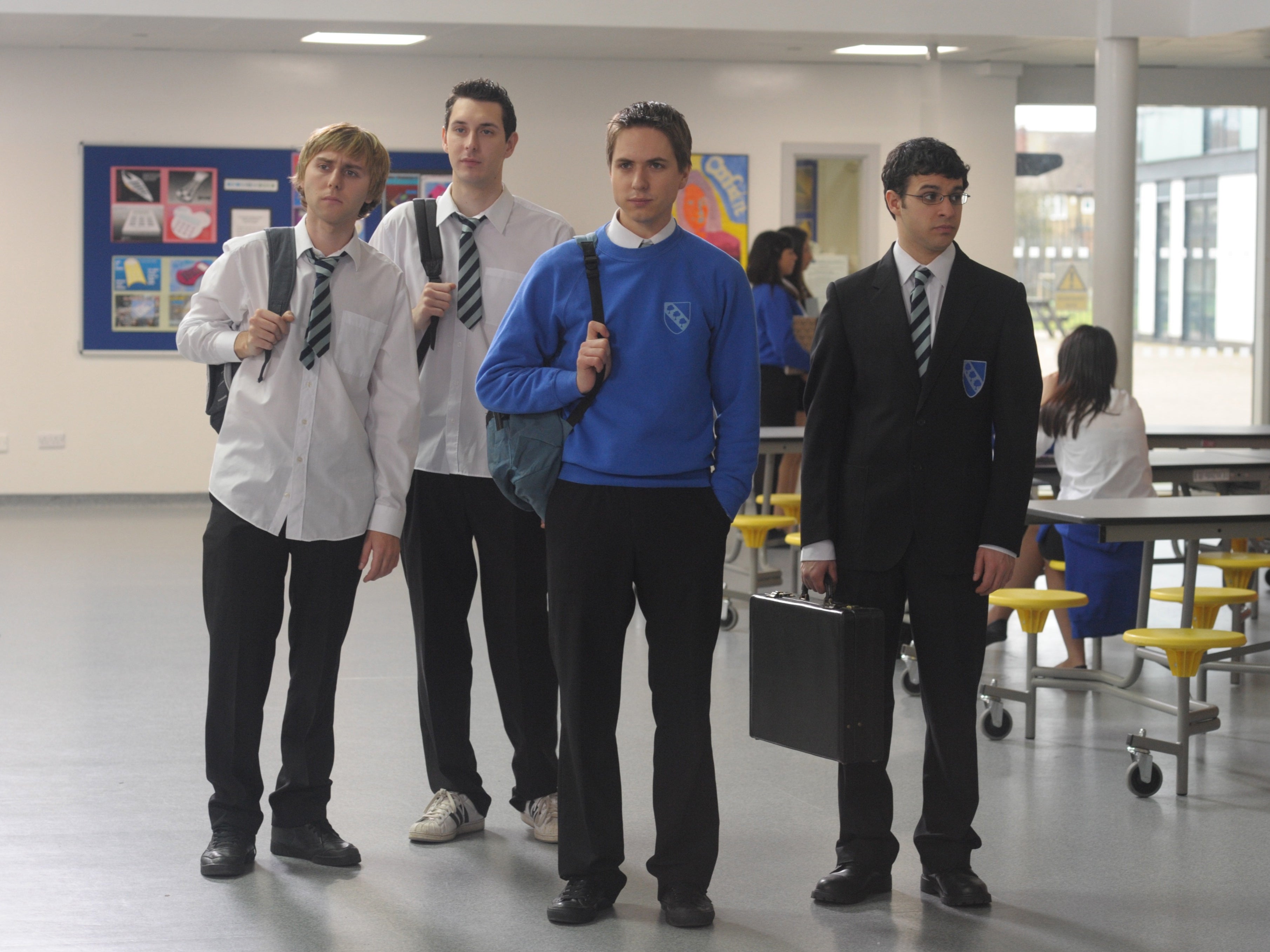 Buckley, Harrison, Thomas and Bird in ‘The Inbetweeners’