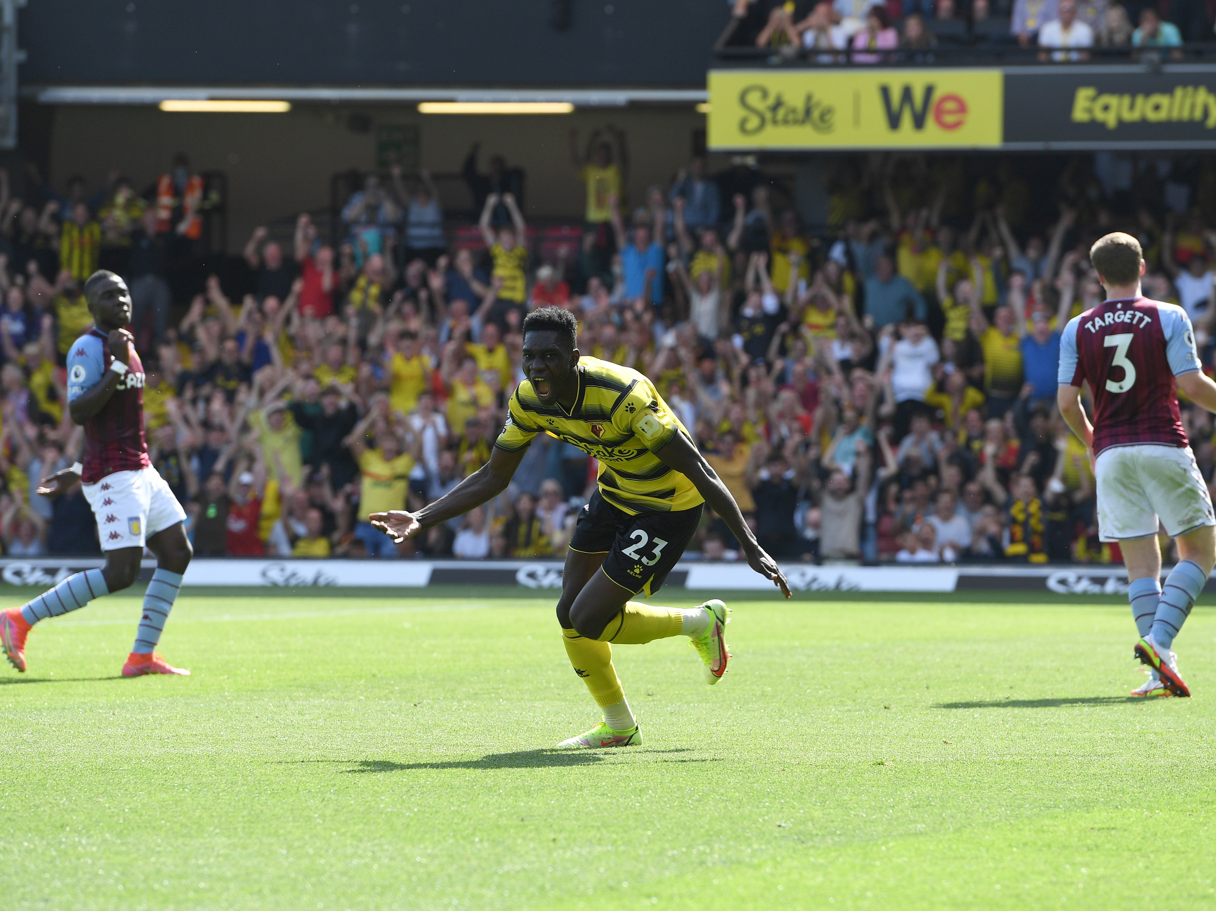 Ismaila Sarr after scoring Watford’s second goal