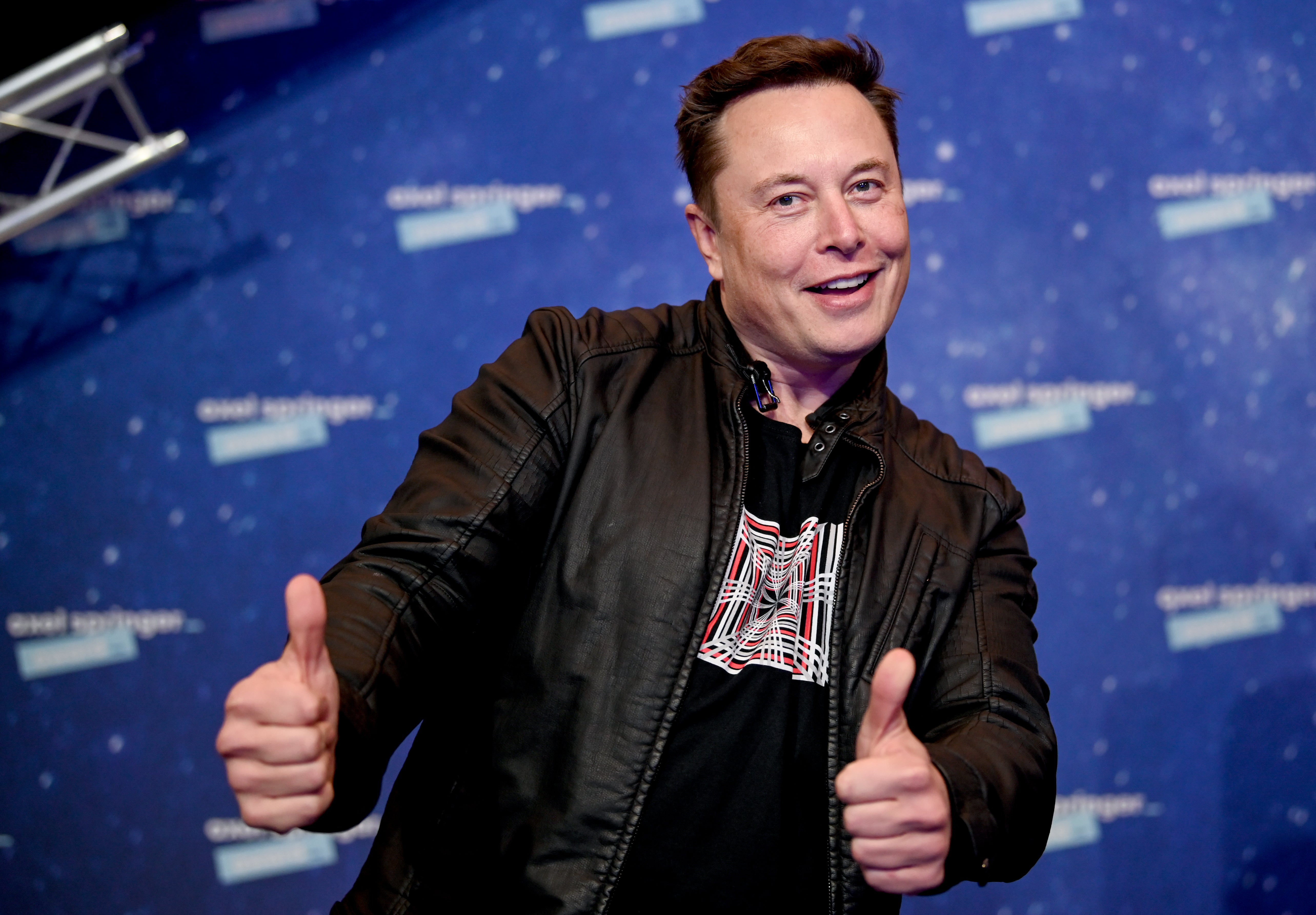 SpaceX owner and Tesla CEO Elon Musk arrives on the red carpet for the Axel Springer Award 2020 in Berlin