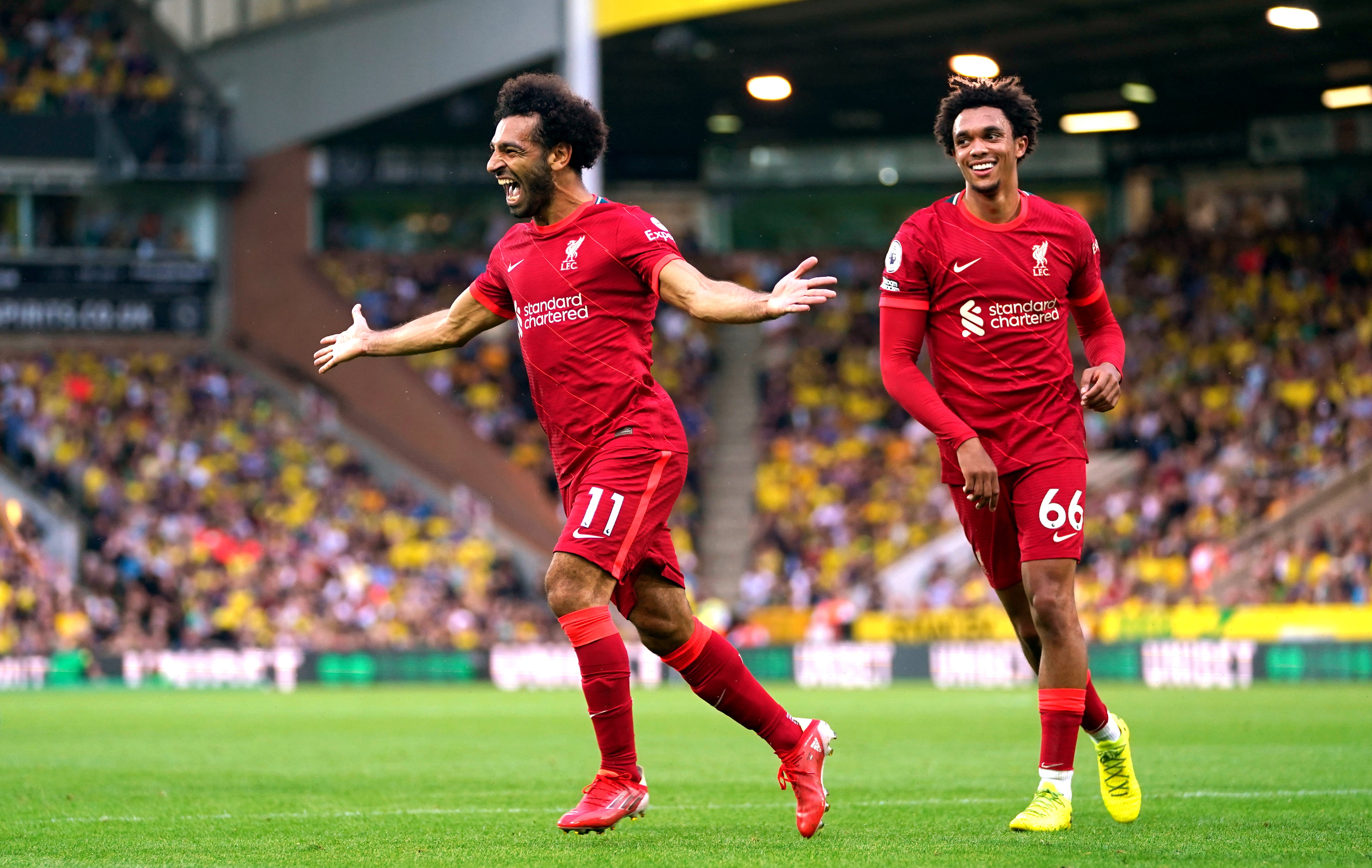 Mohamed Salah was in fine form as Liverpool won at Norwich. (Joe Giddens/PA)