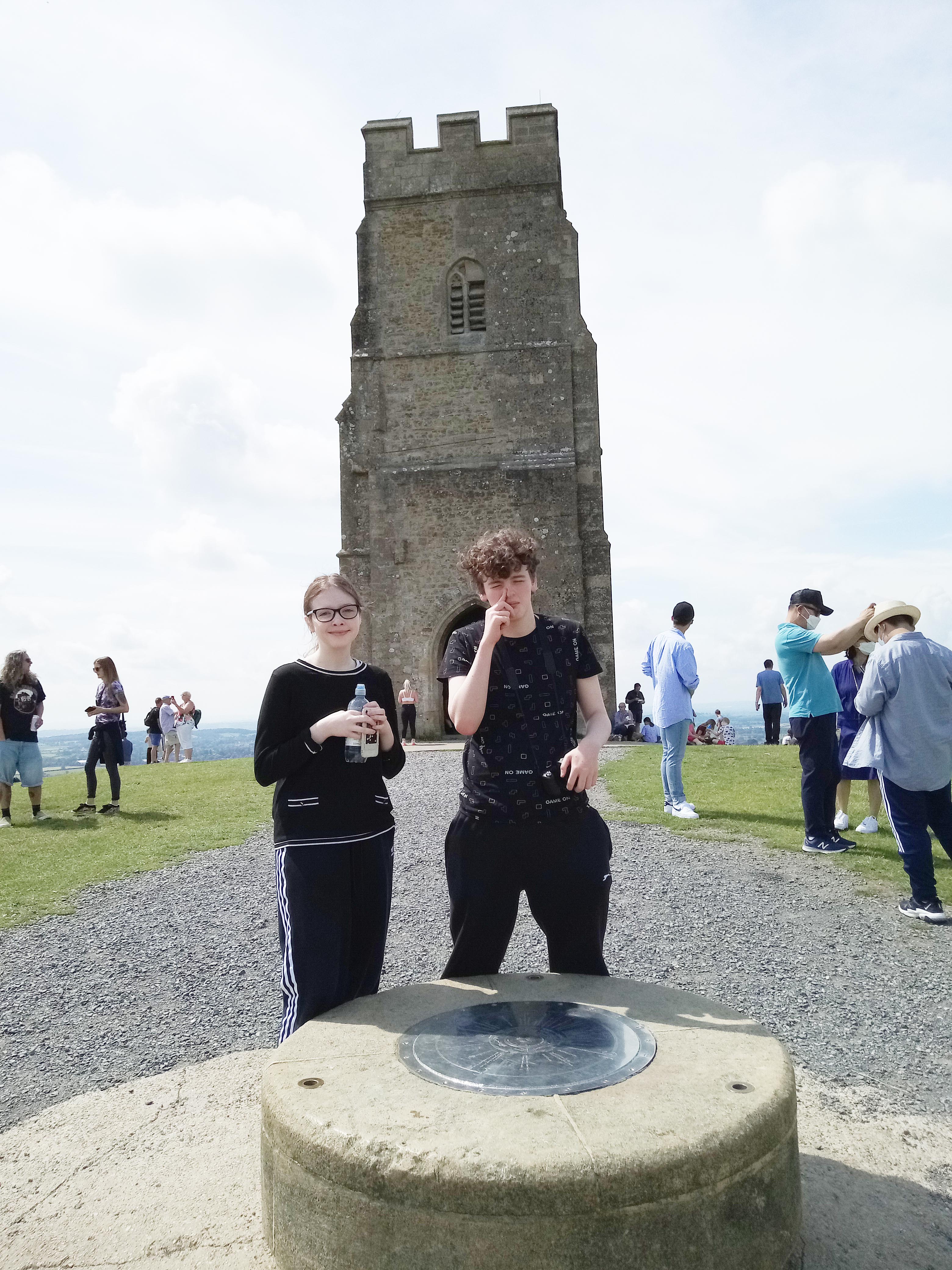 Daughter and Son take in the views at the Tor