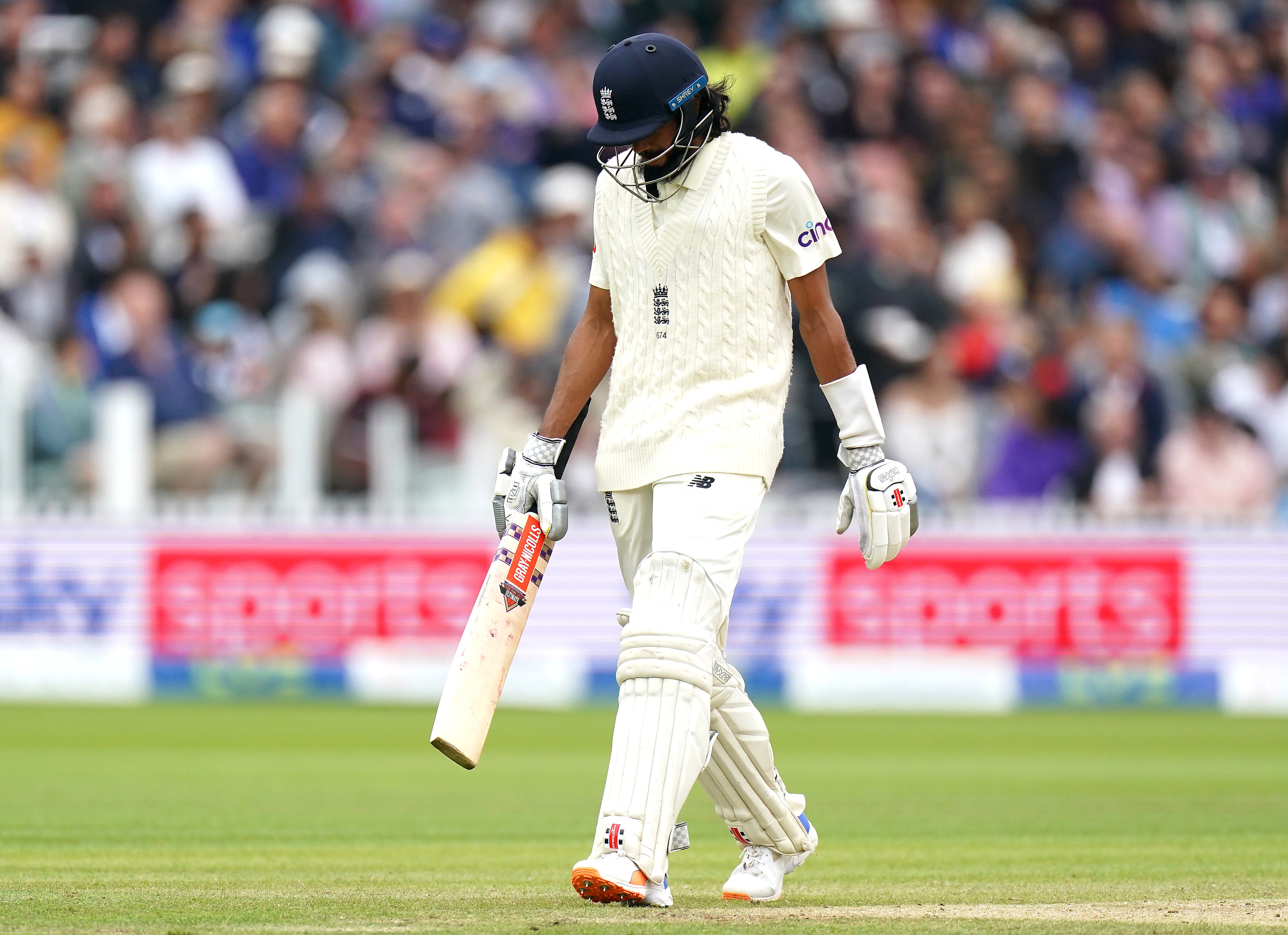 Haseeb Hameed appears dejected after being given out against India (Zac Goodwin/PA)