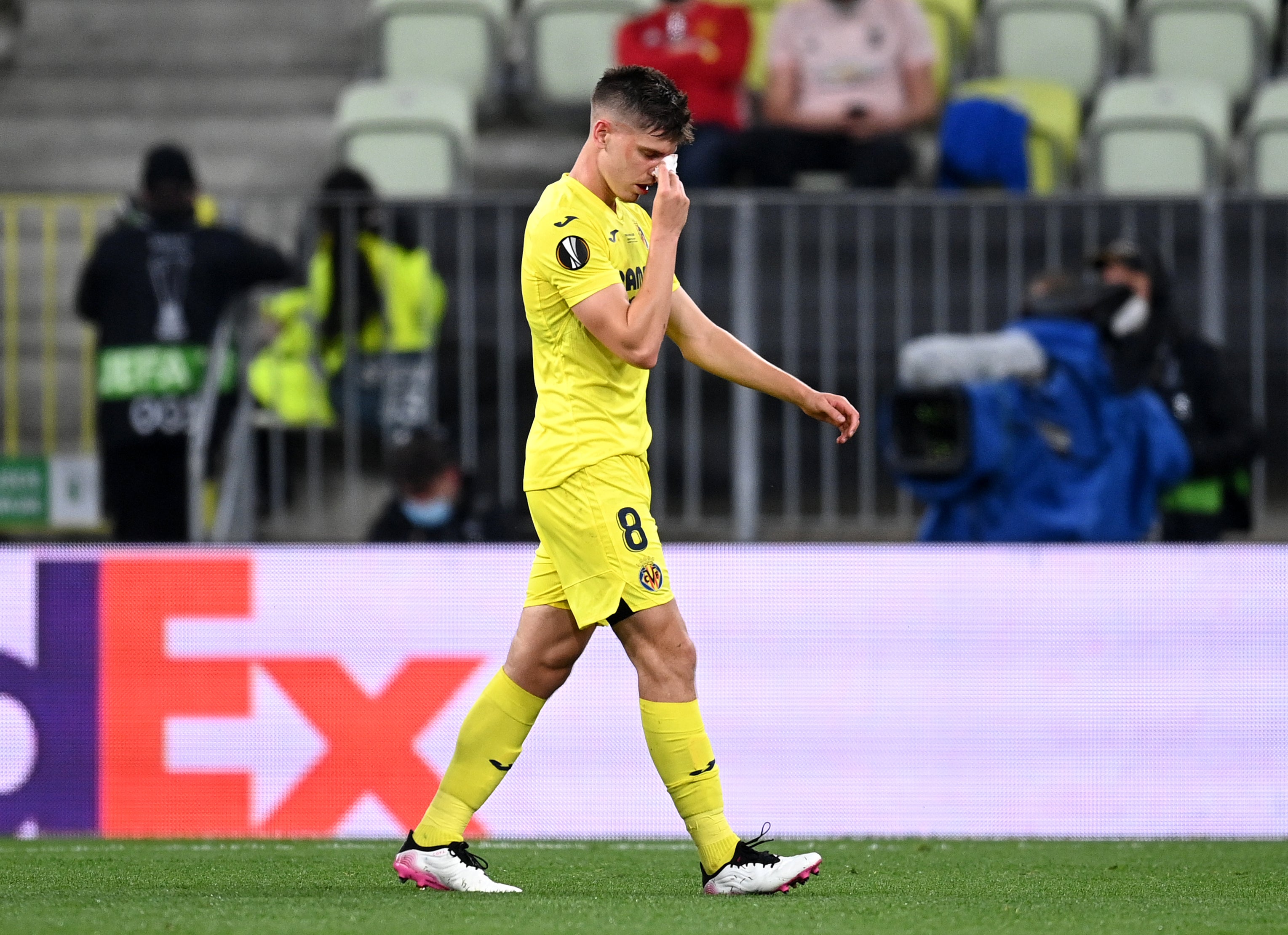 Juan Foyth was sent off late on for Villarreal (Rafal Oleksiewicz/PA)