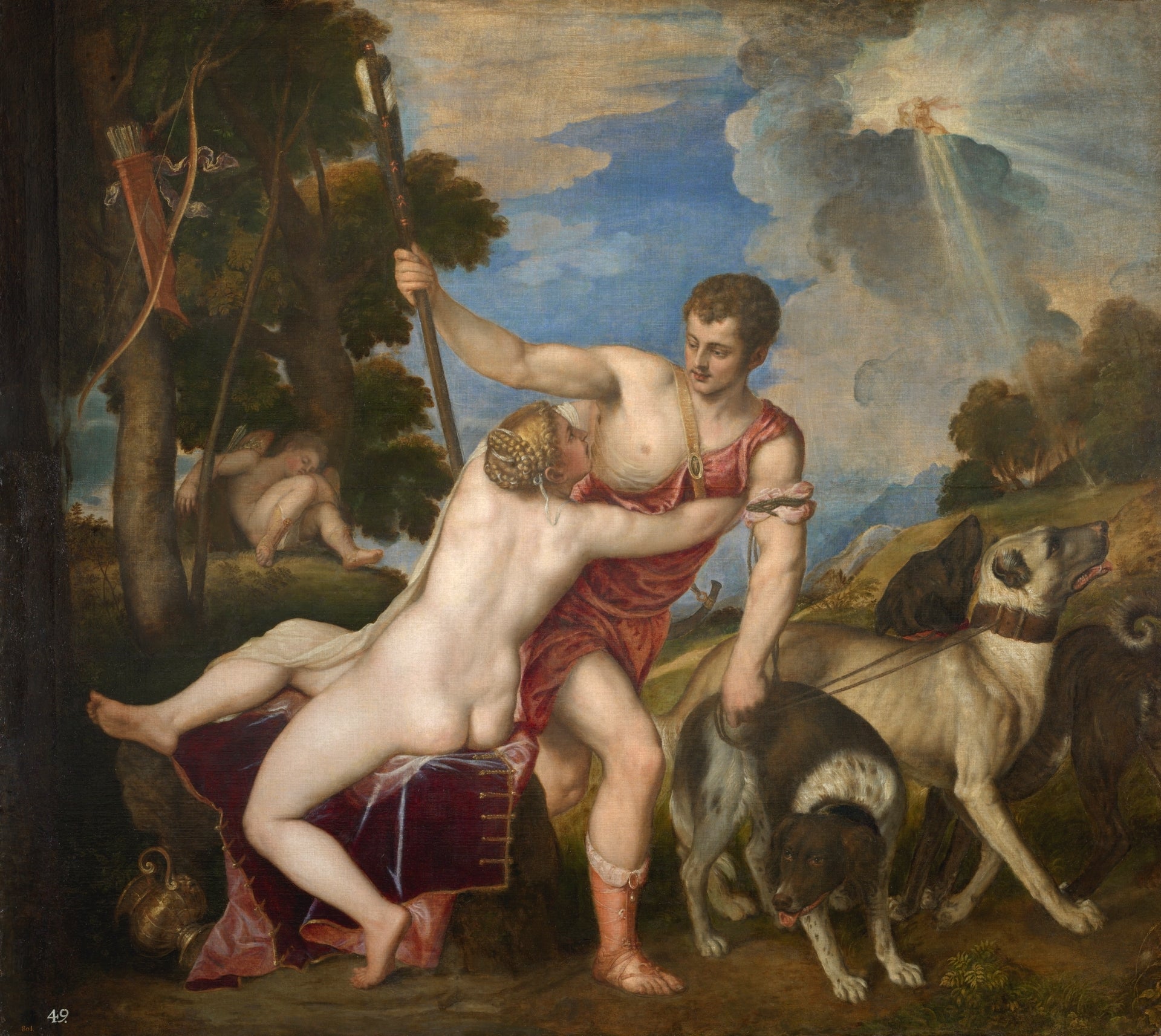 Titian’s ‘Venus and Adonis’ plays with gender roles as well as rear views, perhaps influenced by the ‘Sleeping Hermaphroditus’