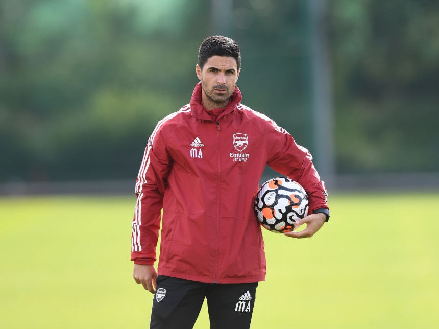 Arsenal manager Mikel Arteta during a training session at London Colney