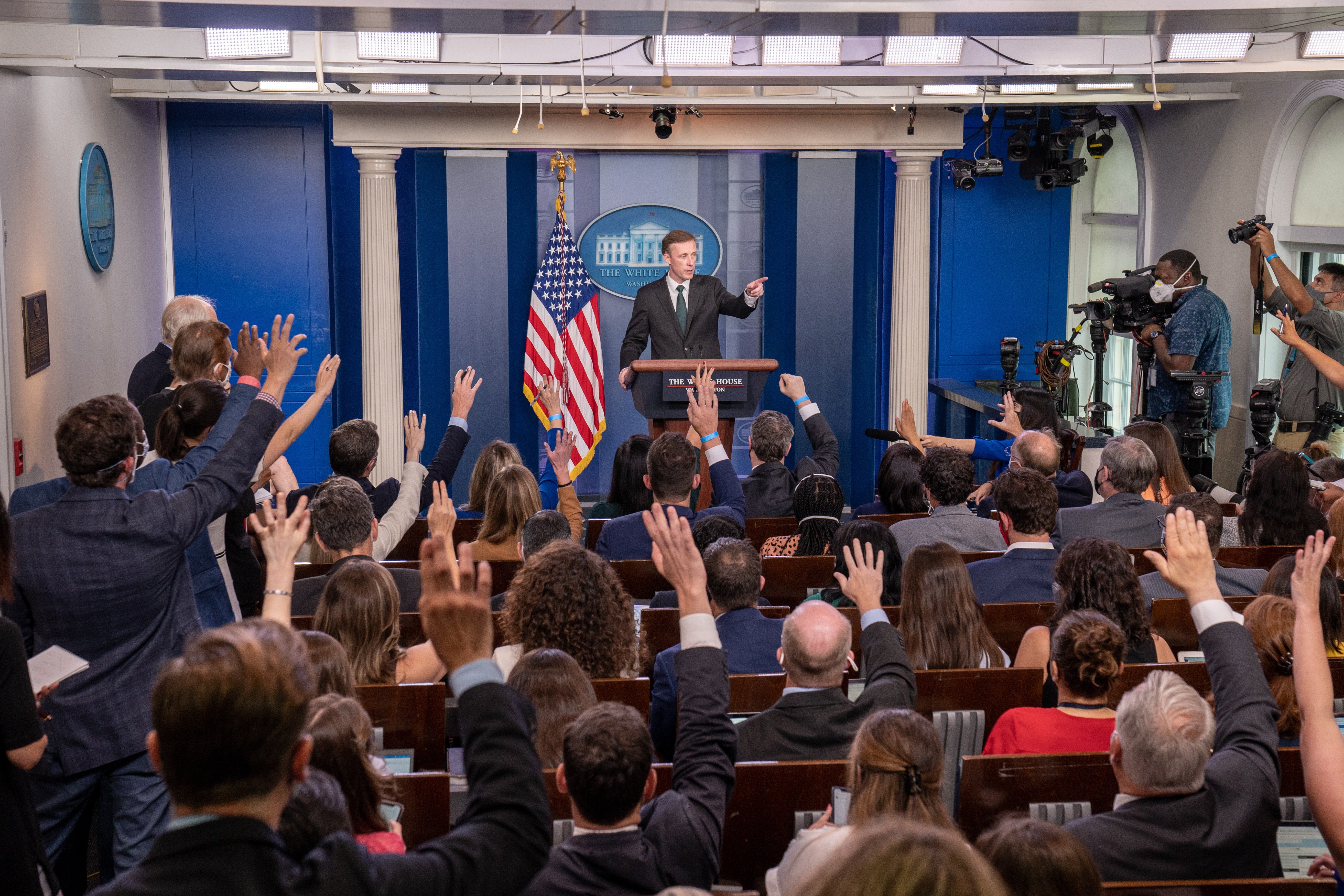 National Security Adviser Jake Sullivan holds a press briefing to talk about the recent events in Afghanistan, at the White House