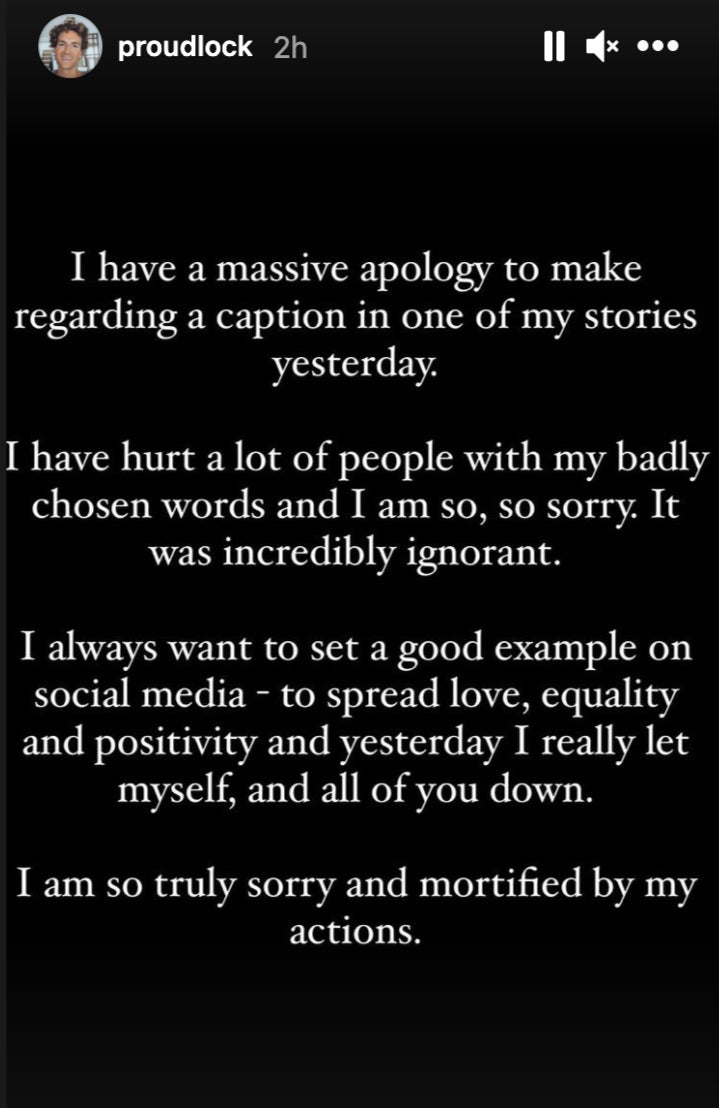 Proudlock’s apology