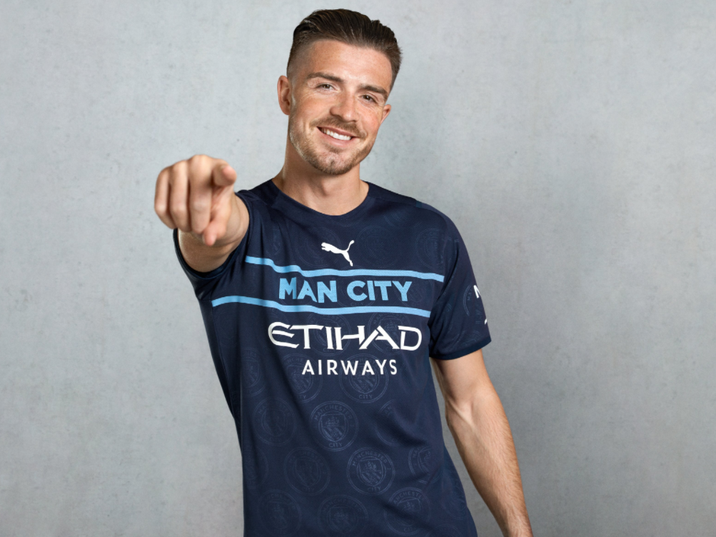 New signing Jack Grealish models the divisive new Manchester City third kit