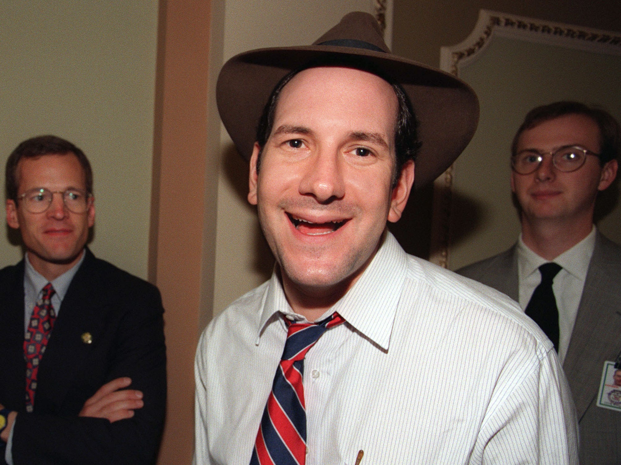 Matt Drudge on Capitol Hill on 8 October 1998 after the US House of Representatives voted to proceed with the impeachment of President Bill Clinton