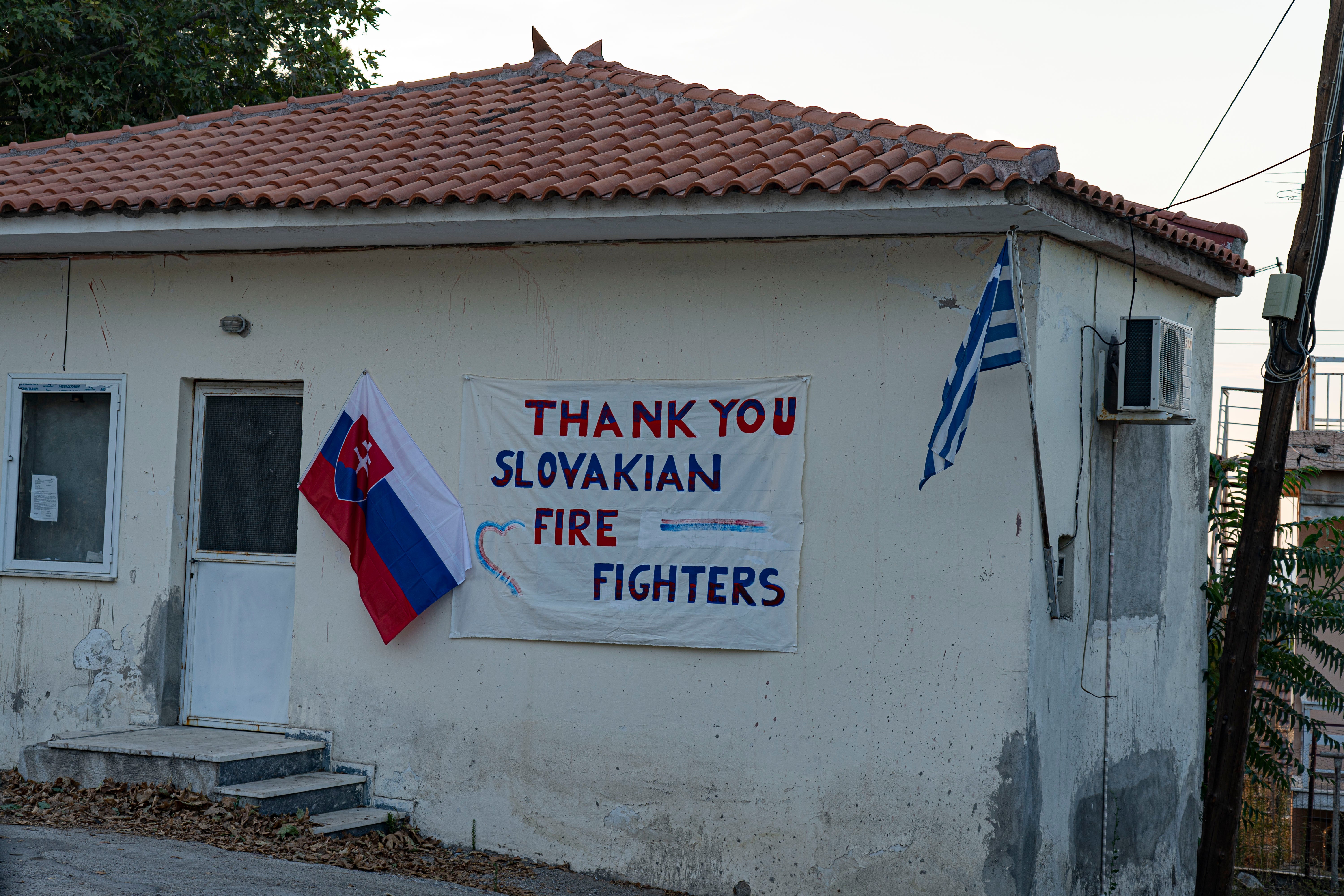 Villagers on Evia thank the foreign firefighters who came to their rescue