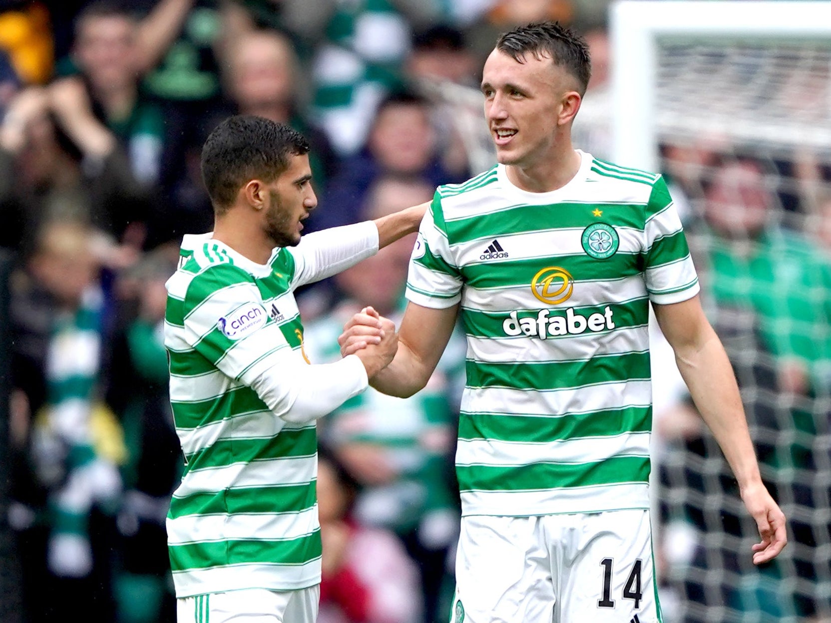 Celtic’s David Turnbull (right) scores hat-trick against St Mirren (Andrew Milligan/PA)