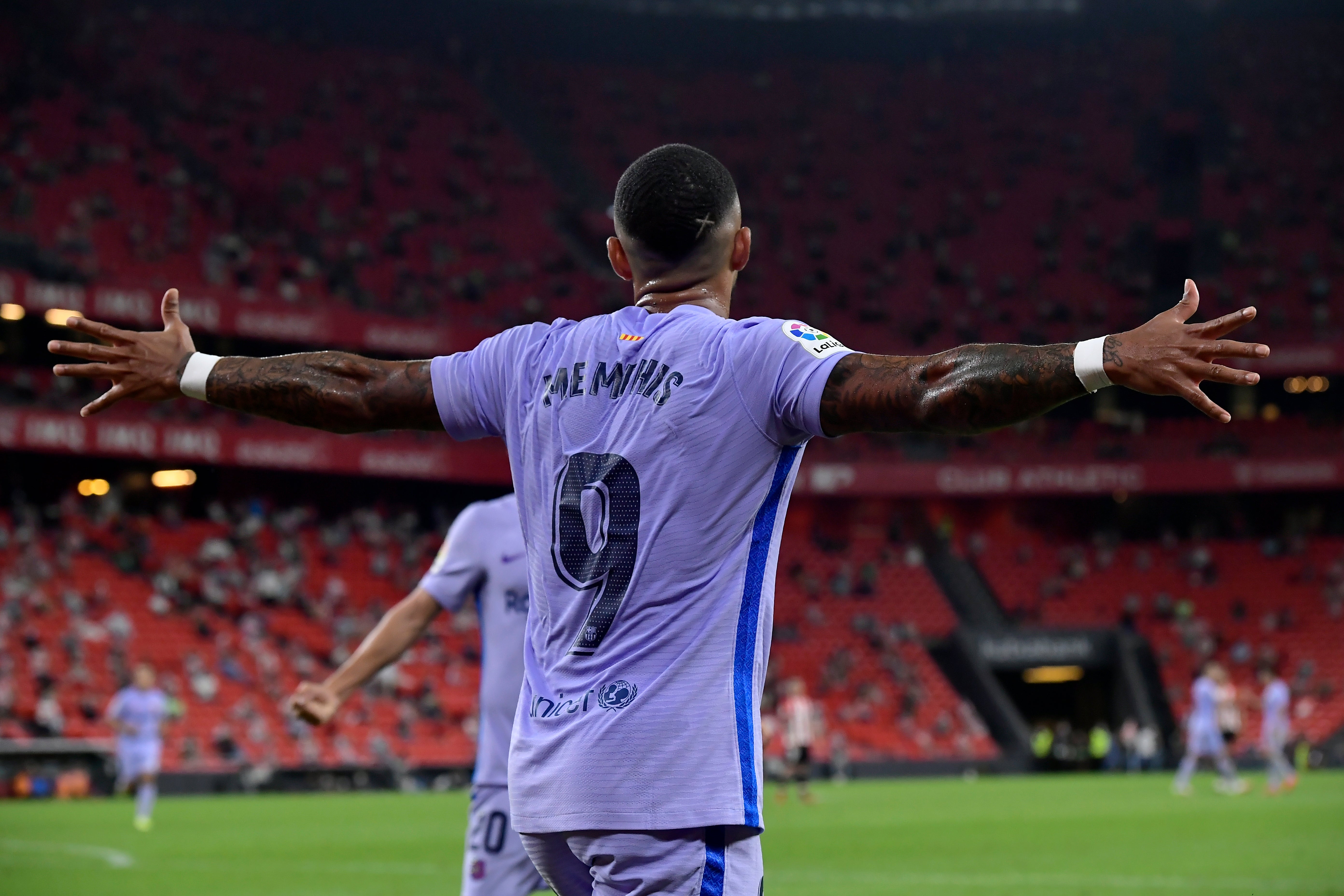 Memphis Depay struck a fine equaliser with 15 minutes left (Alvaro Barrientos/AP).