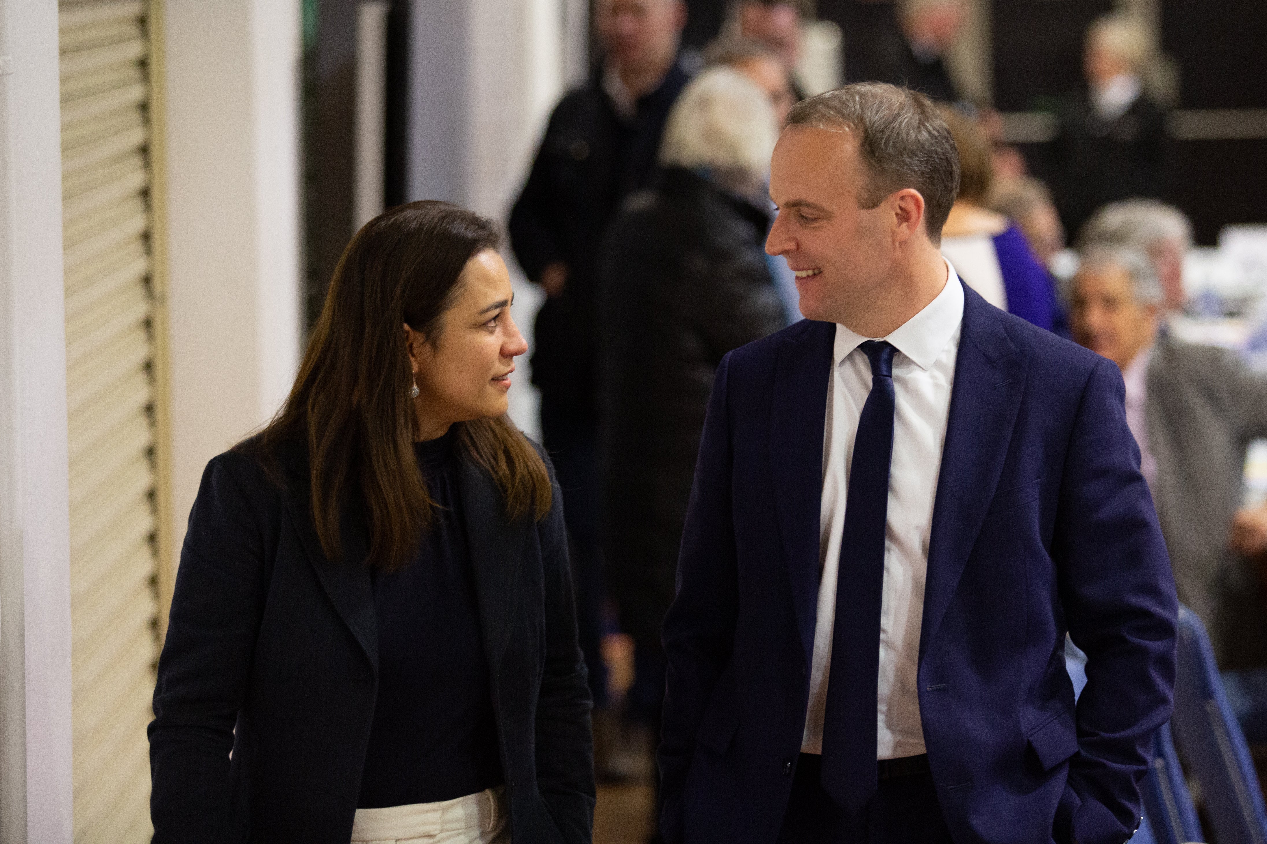 With wife Erika as they waited for the results for the constituency of Esher and Walton at the 2019 election