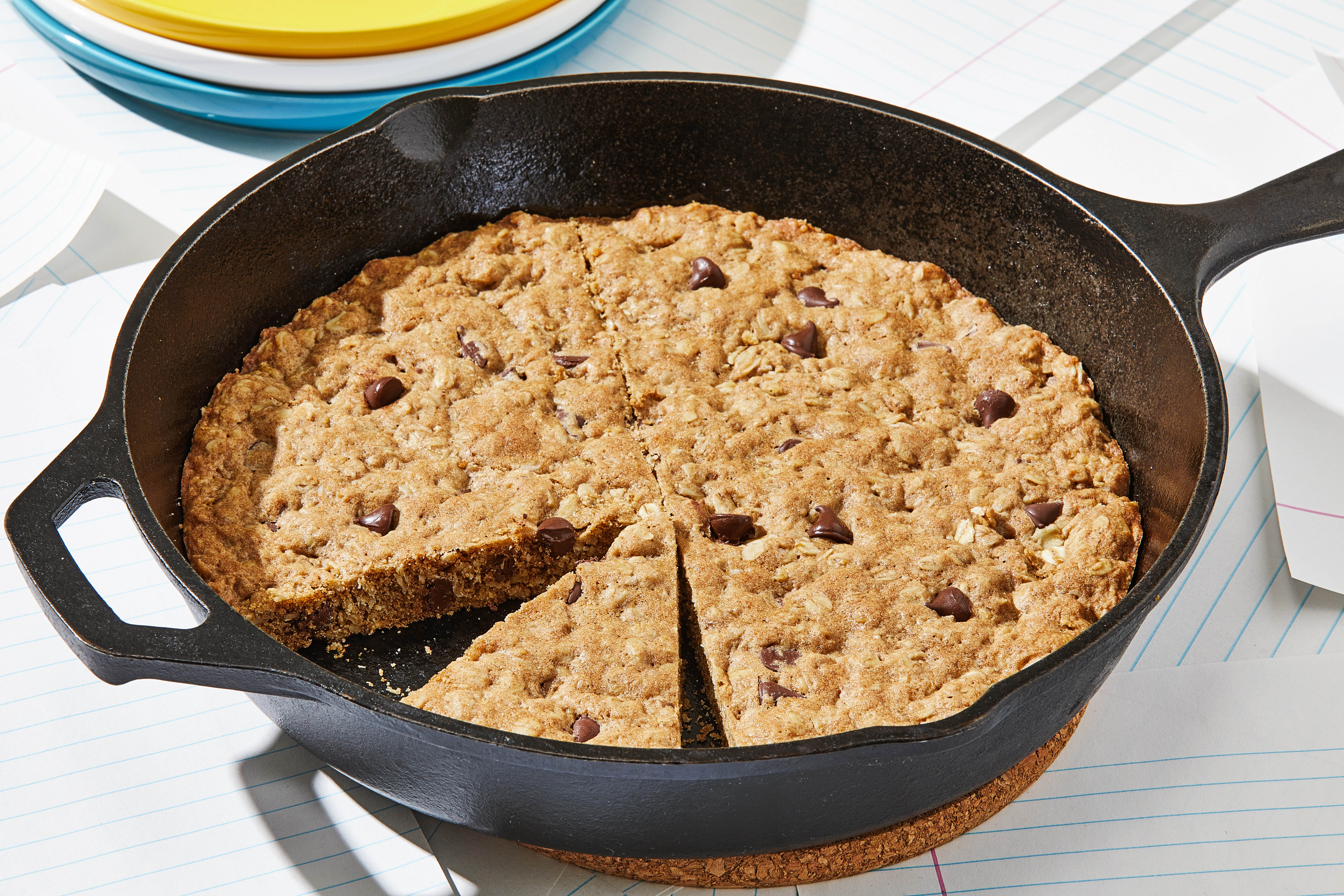 Oatmeal chocolate chip skillet cookie