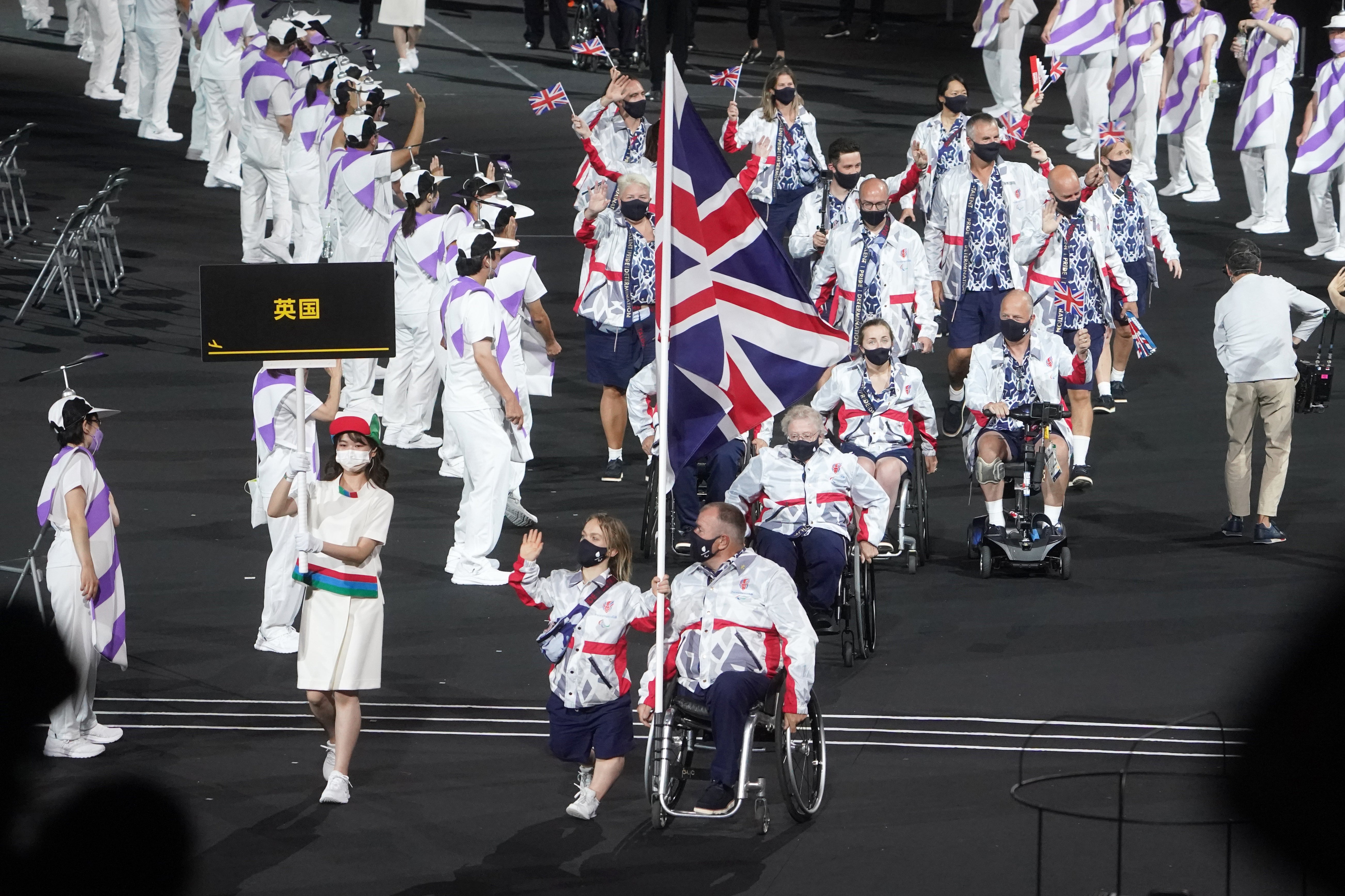 Ellie Simmonds and John Stubbs carried the flag for Great Britain during the opening ceremony