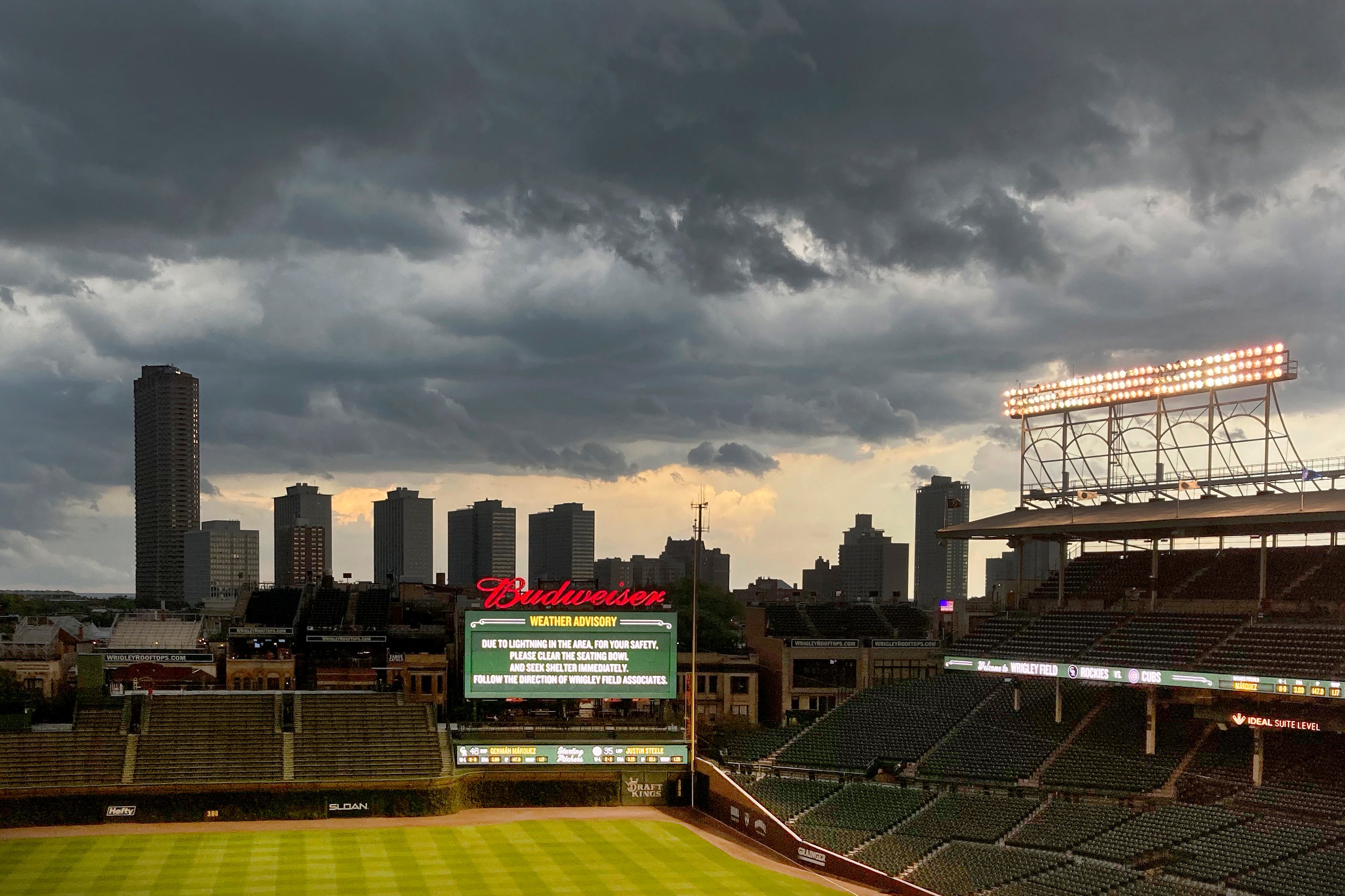 A Chicago Cubs security guard has been hospitalised after opening a suspicious package